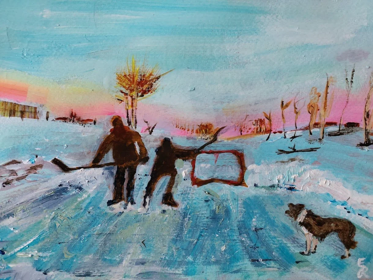 pond hockey home saskatchewan winter art painting.jpg