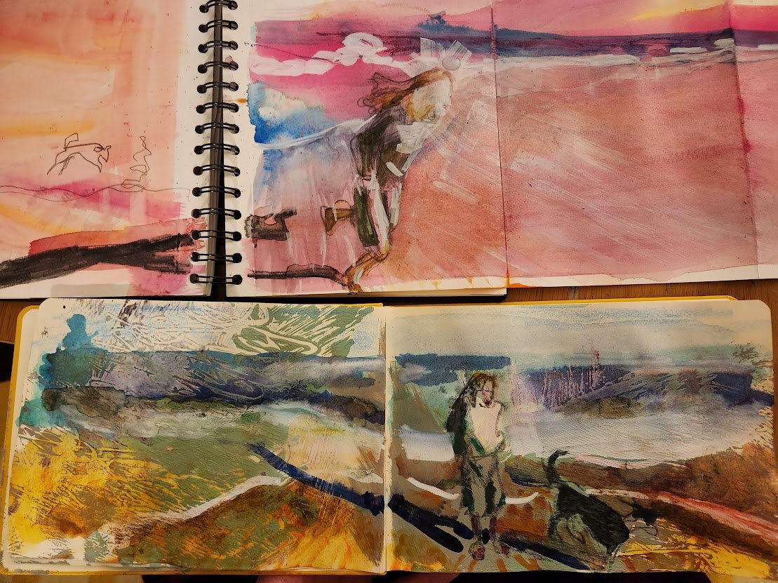 Beach painting seaside mixed media sketch northumberland.jpg