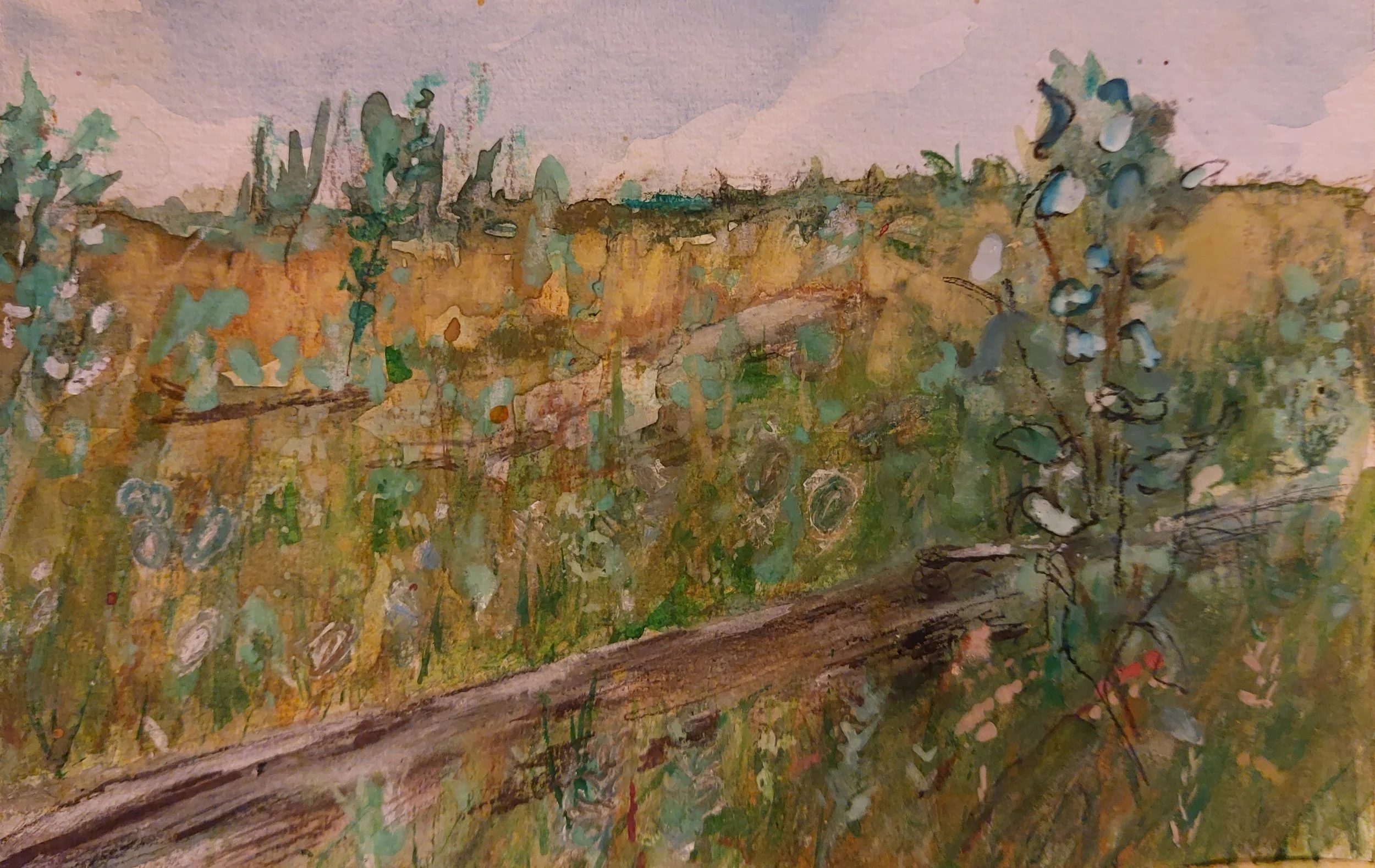 Pasture in July mixed media art painting saskatchewan.jpg