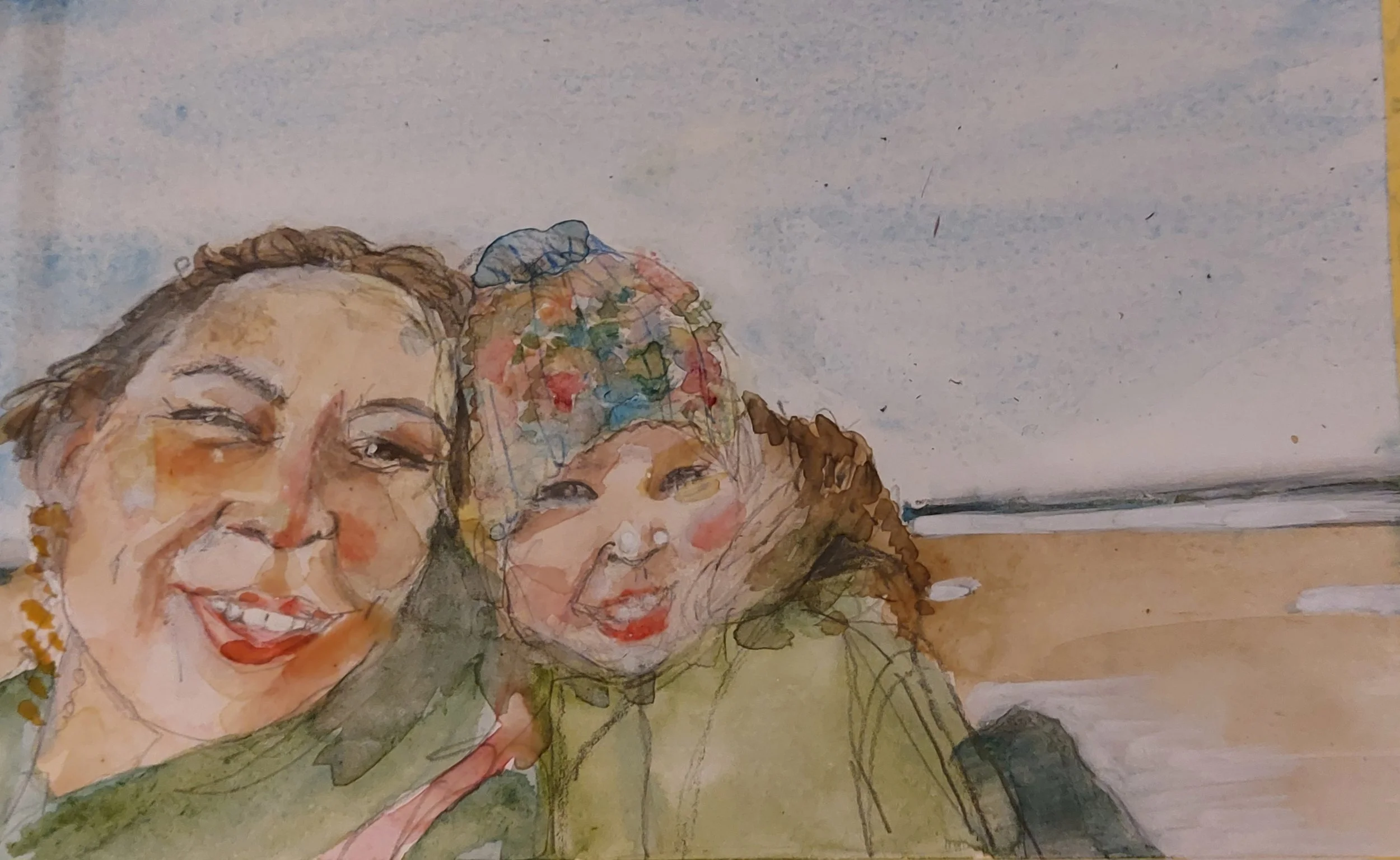 selfie northumberland coast watercolour painting.jpg