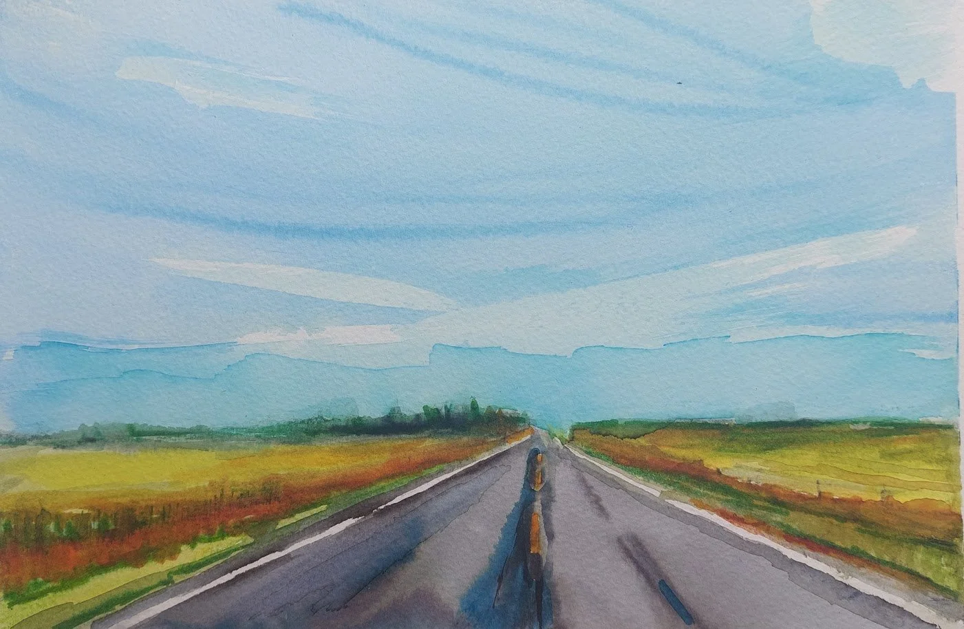 Saskatchewan road landscape mixed media.jpg