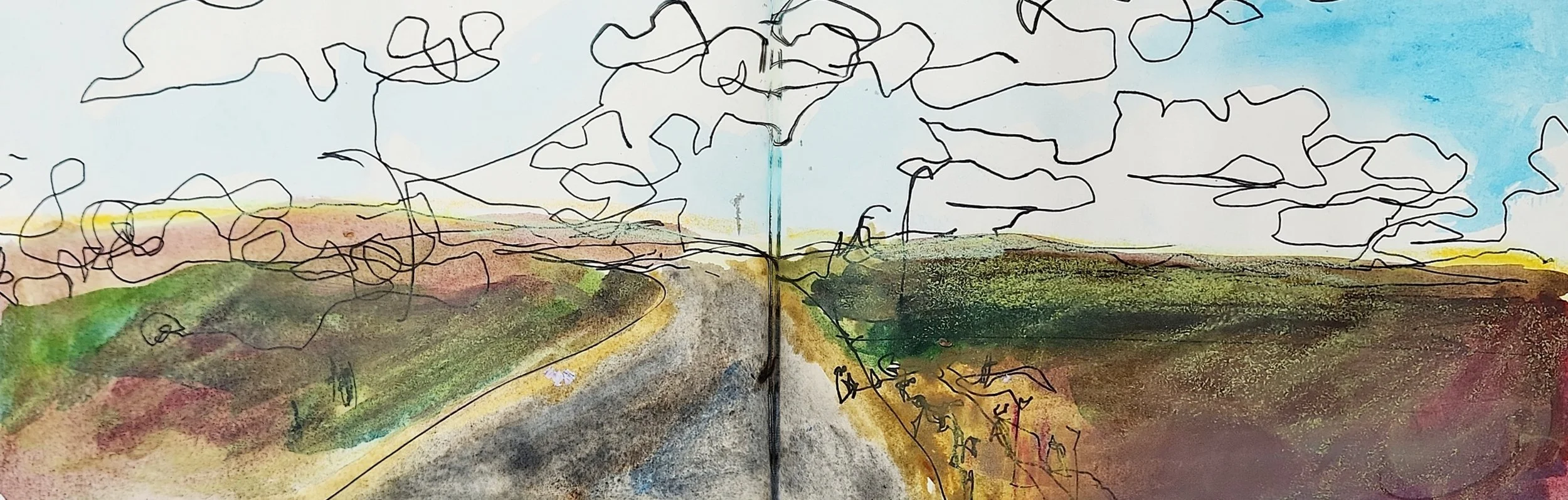 Sky and road, Saskatchewan sketch summer 2026