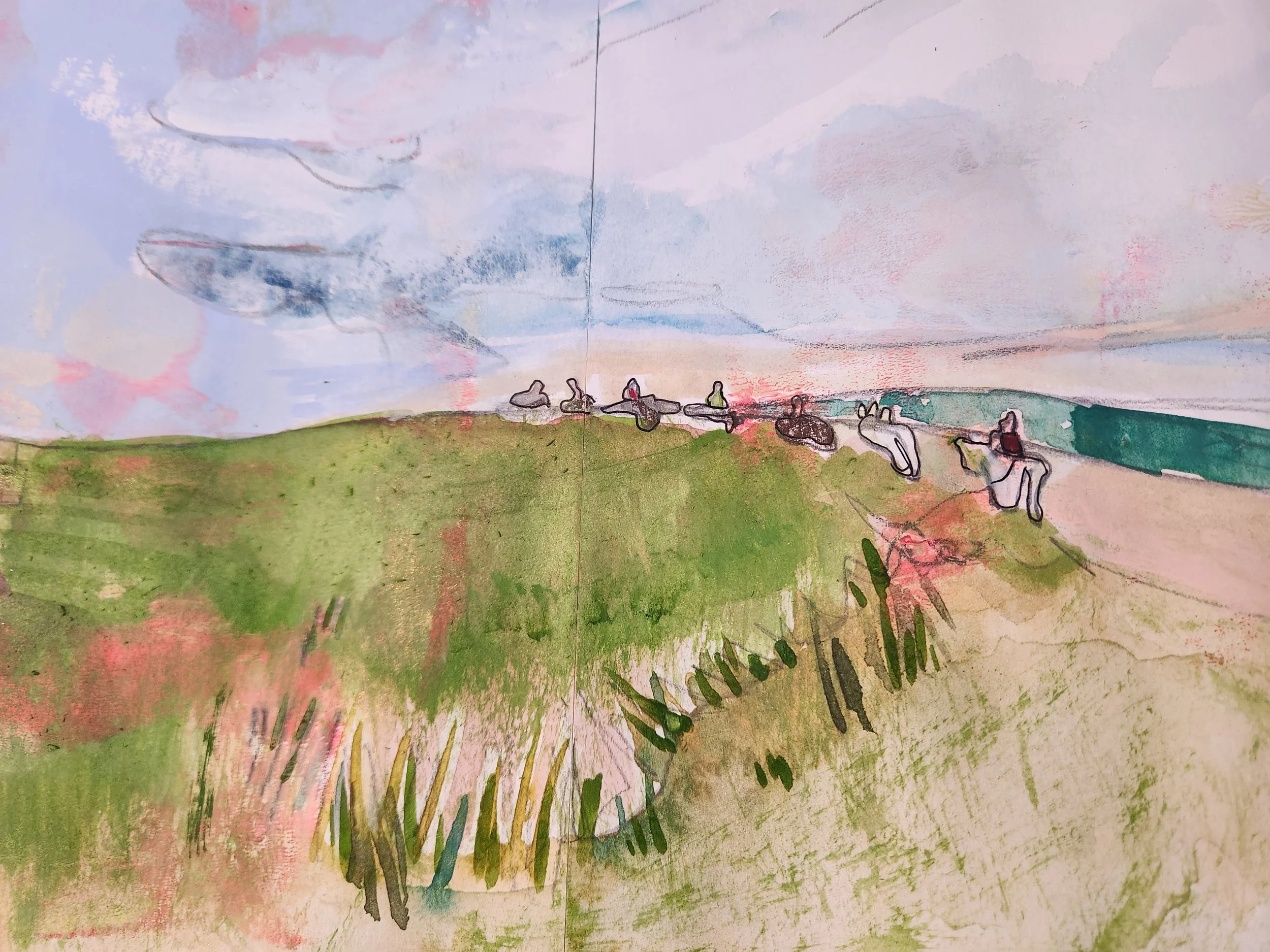 Trail ride pony trekking northumberland art mixed media.jpg