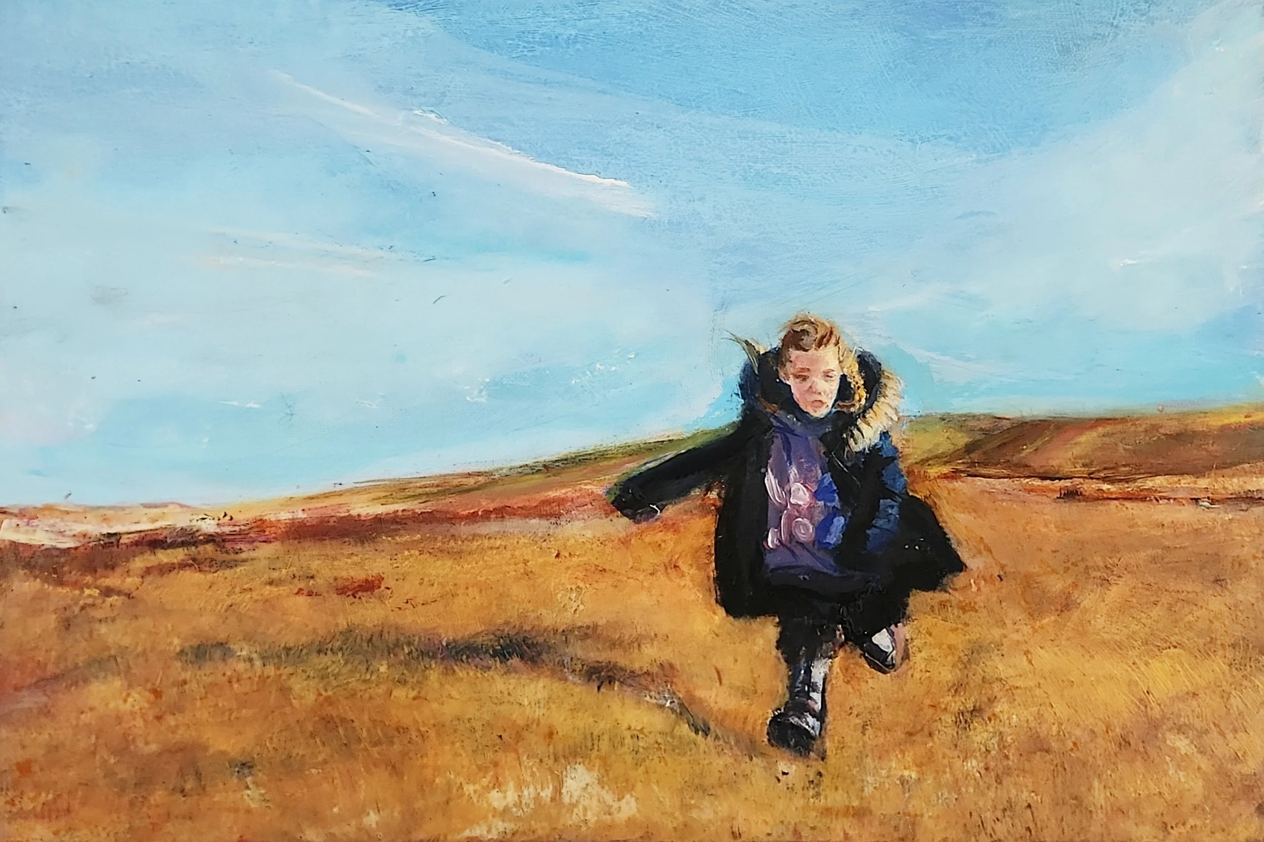 Running on the moors. Mixed media on canvas
