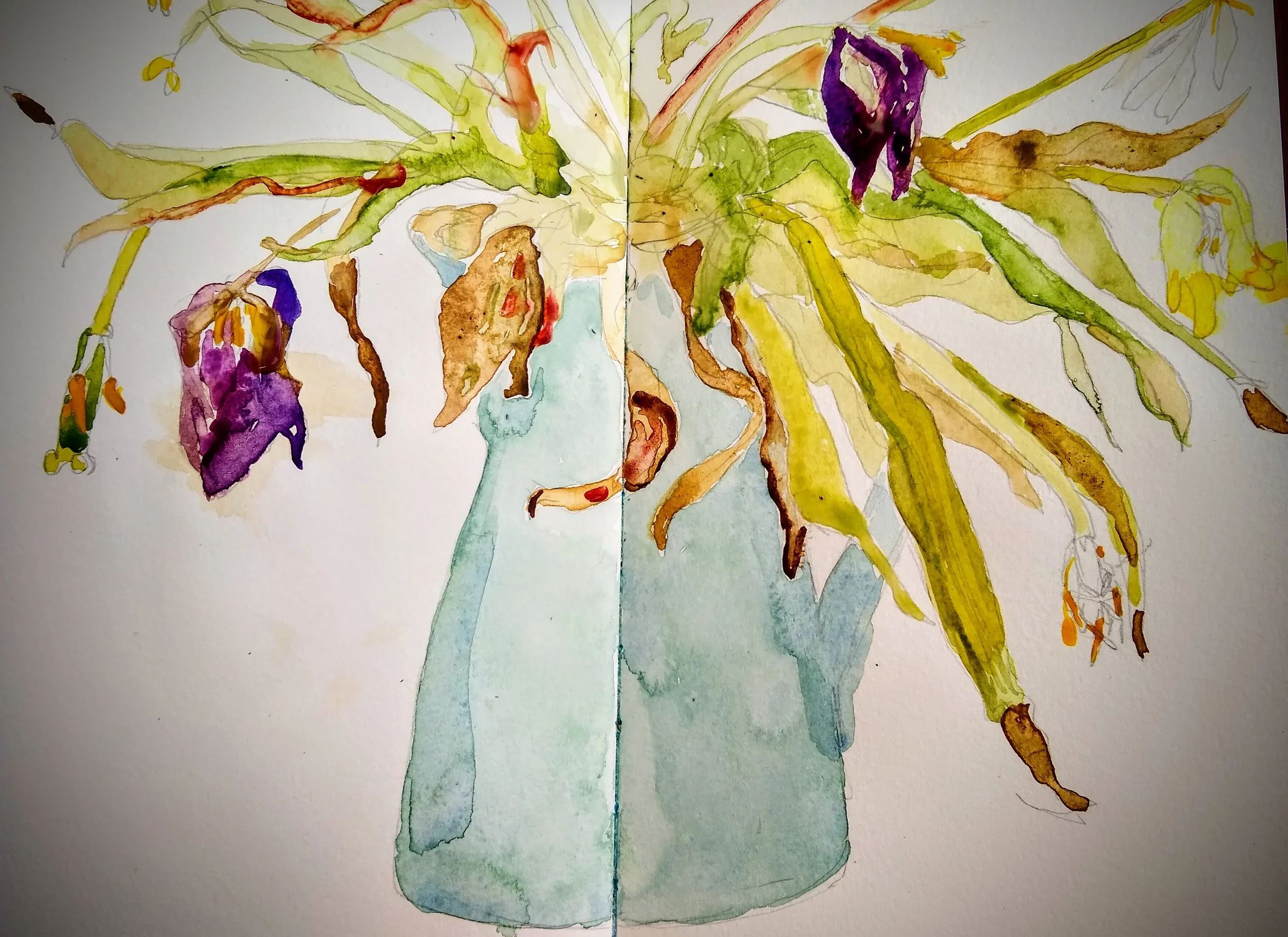 wilted bouquet flowers art watercolour painting.jpg