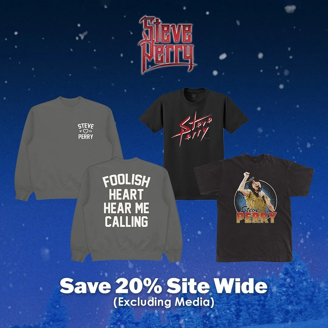 Save up to 20% sitewide on Steve&rsquo;s official store during the Black Friday Sale NOW through Tuesday 12/2, whilst stocks last. Click link in bio to visit the official Steve Perry store.