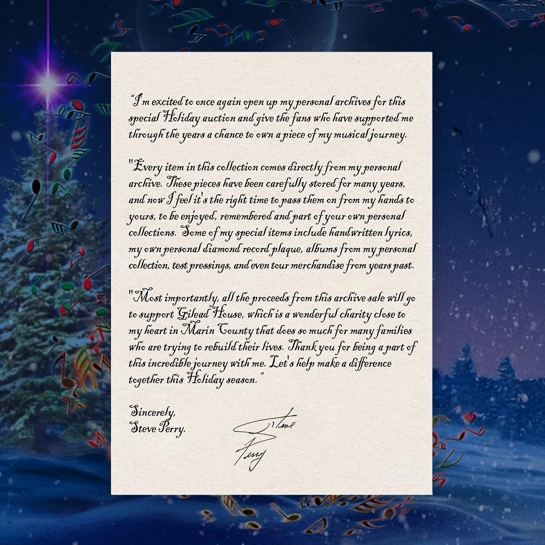 &ldquo;I&rsquo;m excited to once again open up my personal archives for this special Holiday auction and give the fans who have supported me through the years a chance to own a piece of my musical journey.&nbsp;

&ldquo;Every item in this collection 