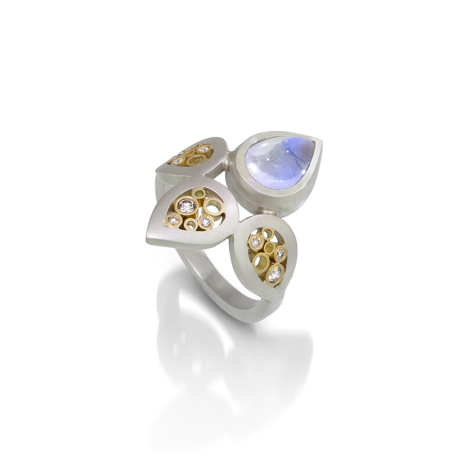 Moonstone quatrefoil ring