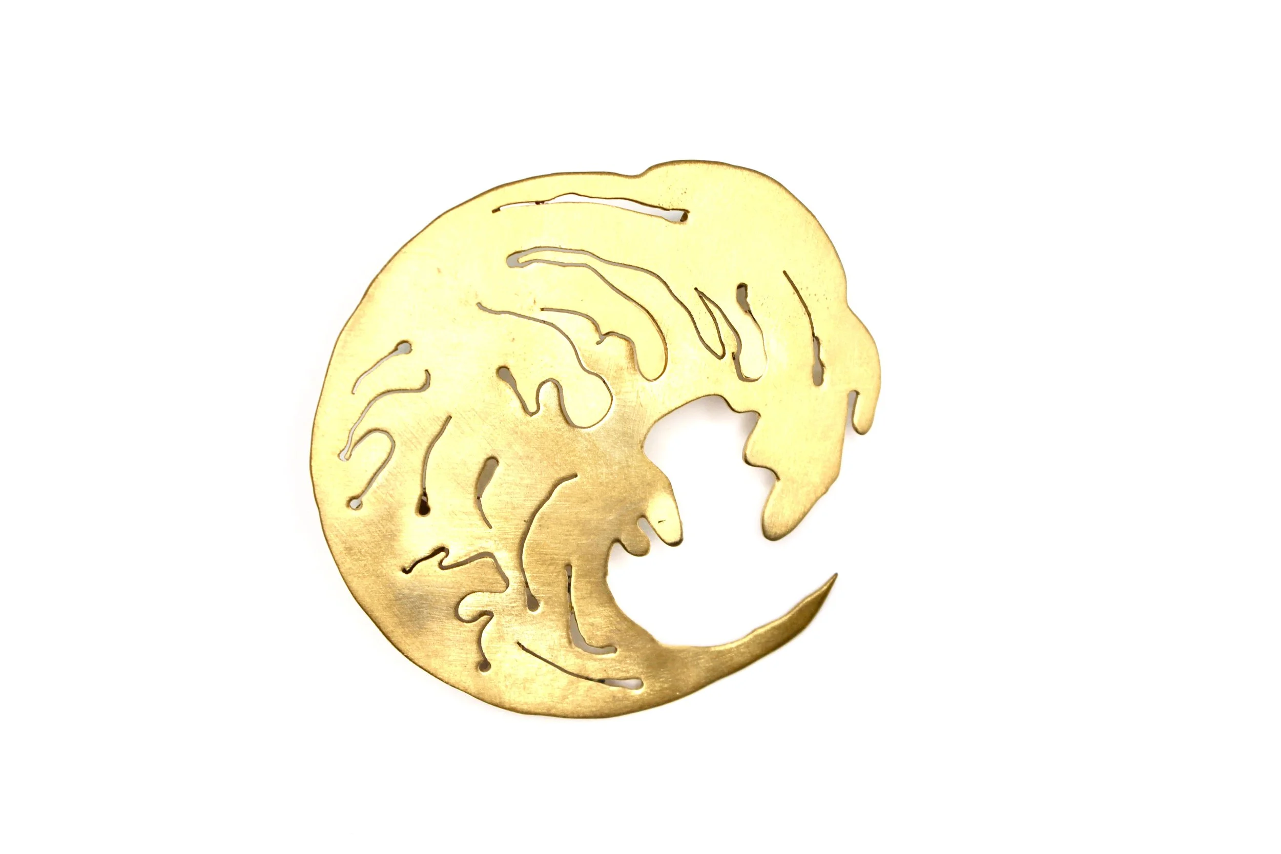 Wave Moon Pin - 2023 - Bronze, Gold Plated
