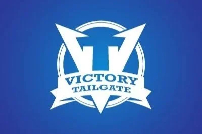 Victory Tailgate logo with a stylized 'V' and 'T' on a blue background.