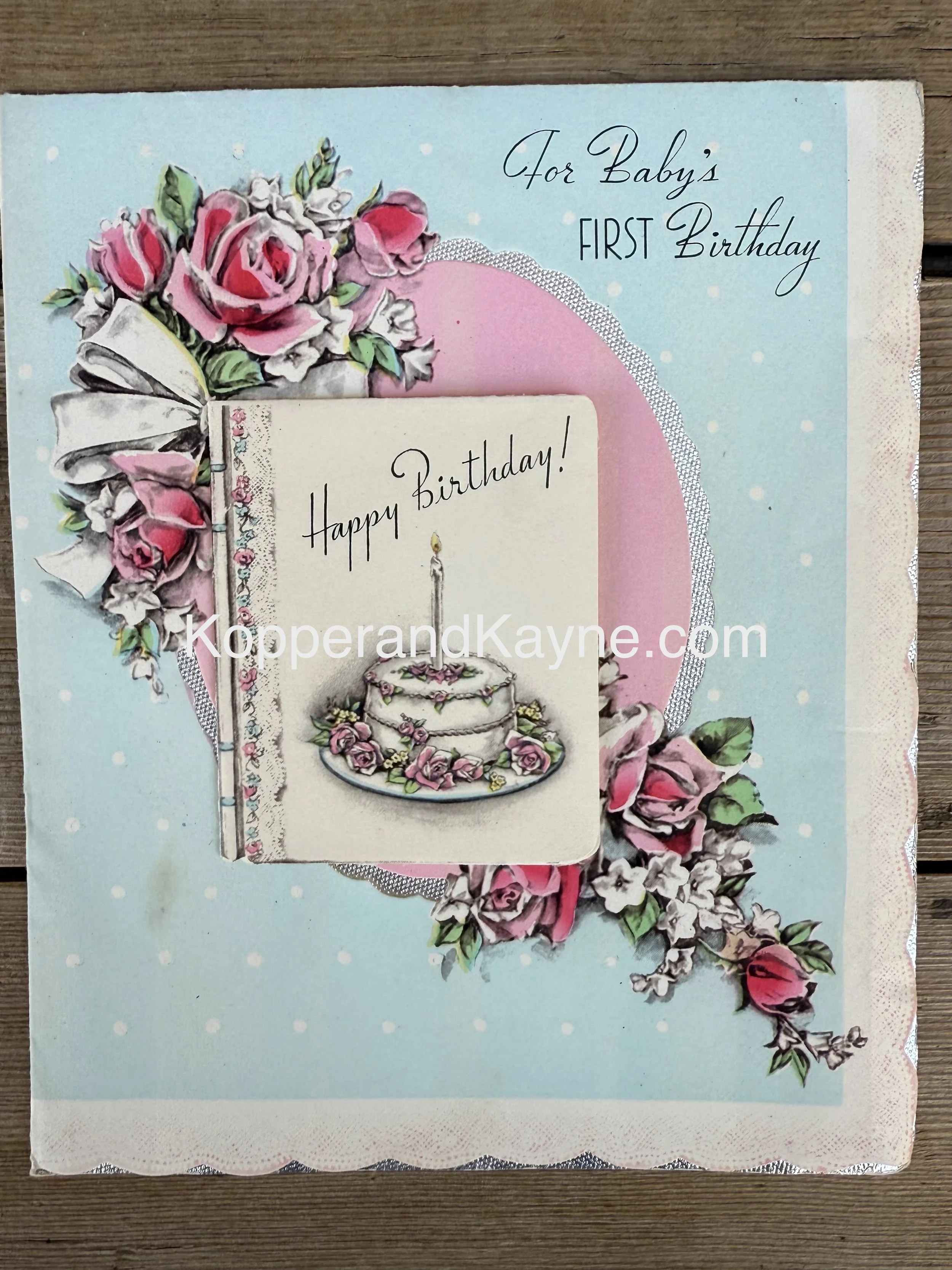 1940s Baby's First Birthday Adorable Vintage Rust Craft Collectible Greeting Card Scrap Booking Paper Supply Goods