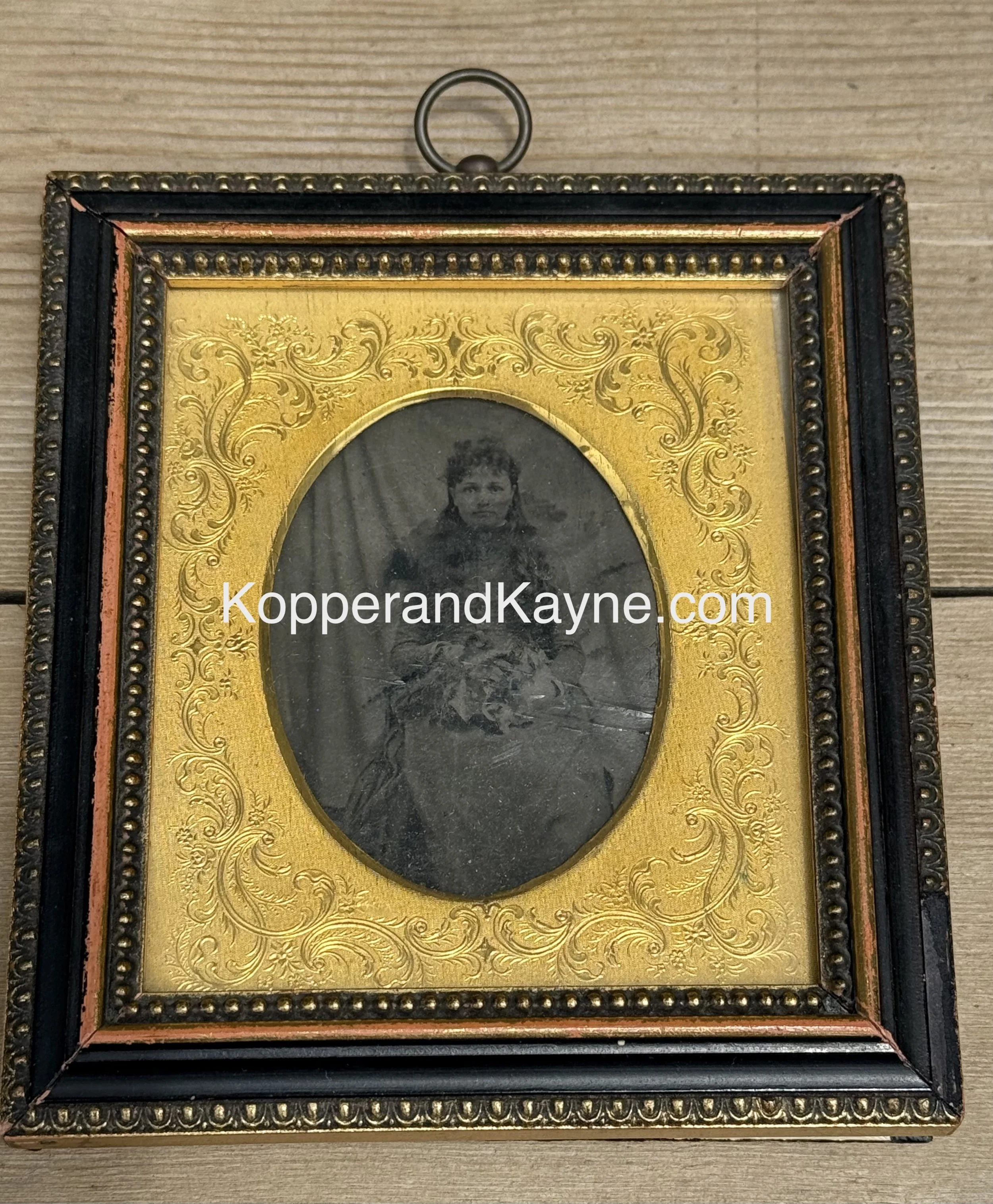 Victorian Tintype original photograph in case with brass matte
