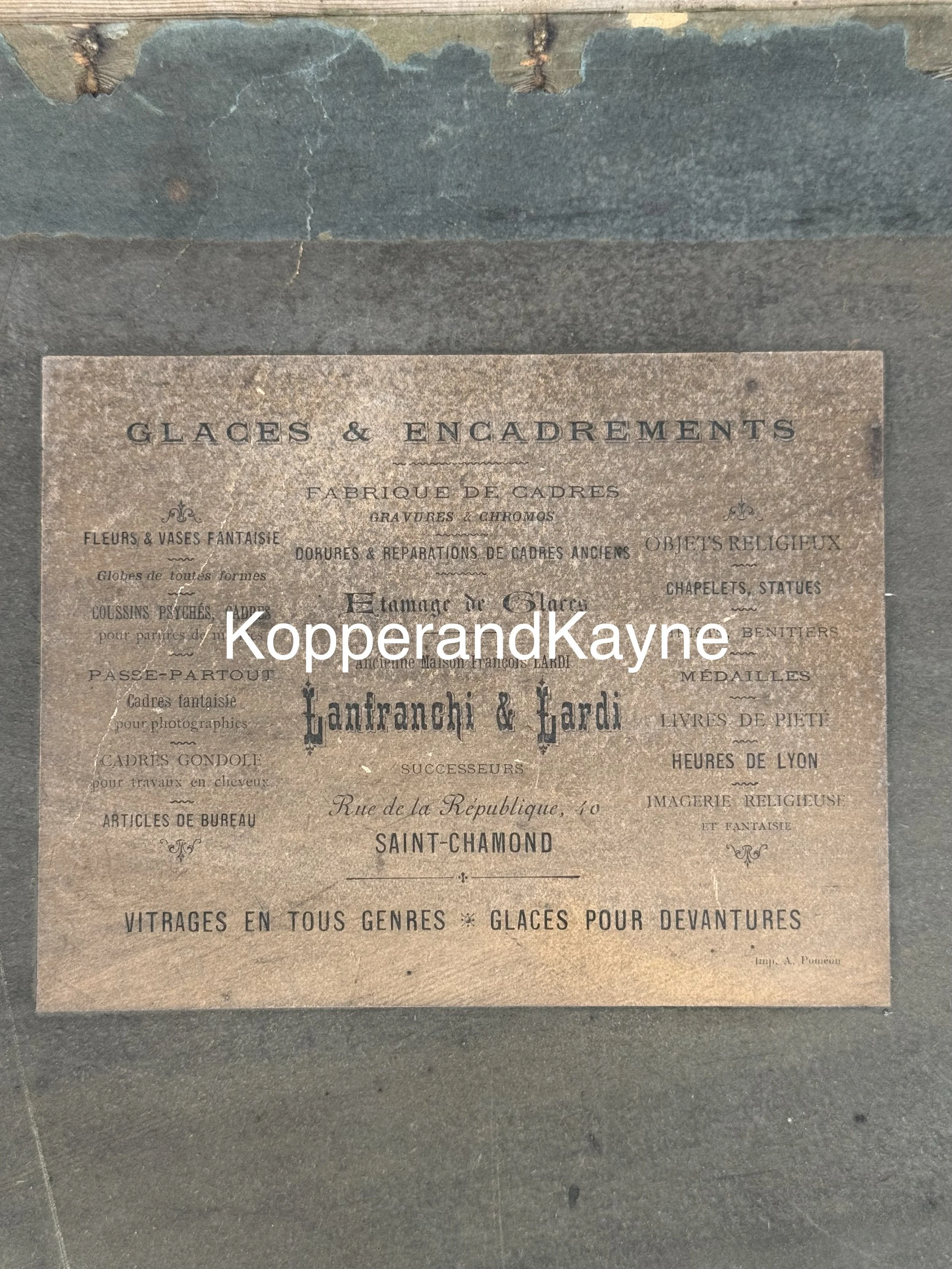 Photograph label from France on backing of original trade profession Military uniform men picture