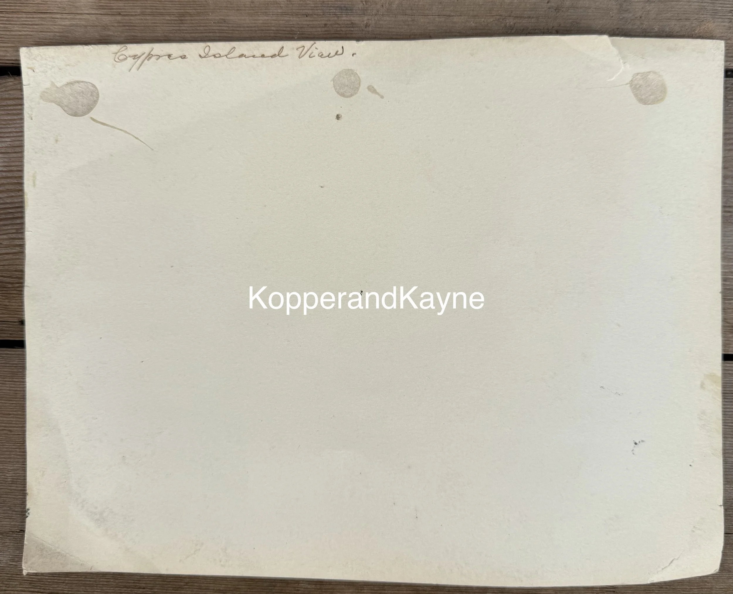 reverse hand tinted photo label Cypress Island