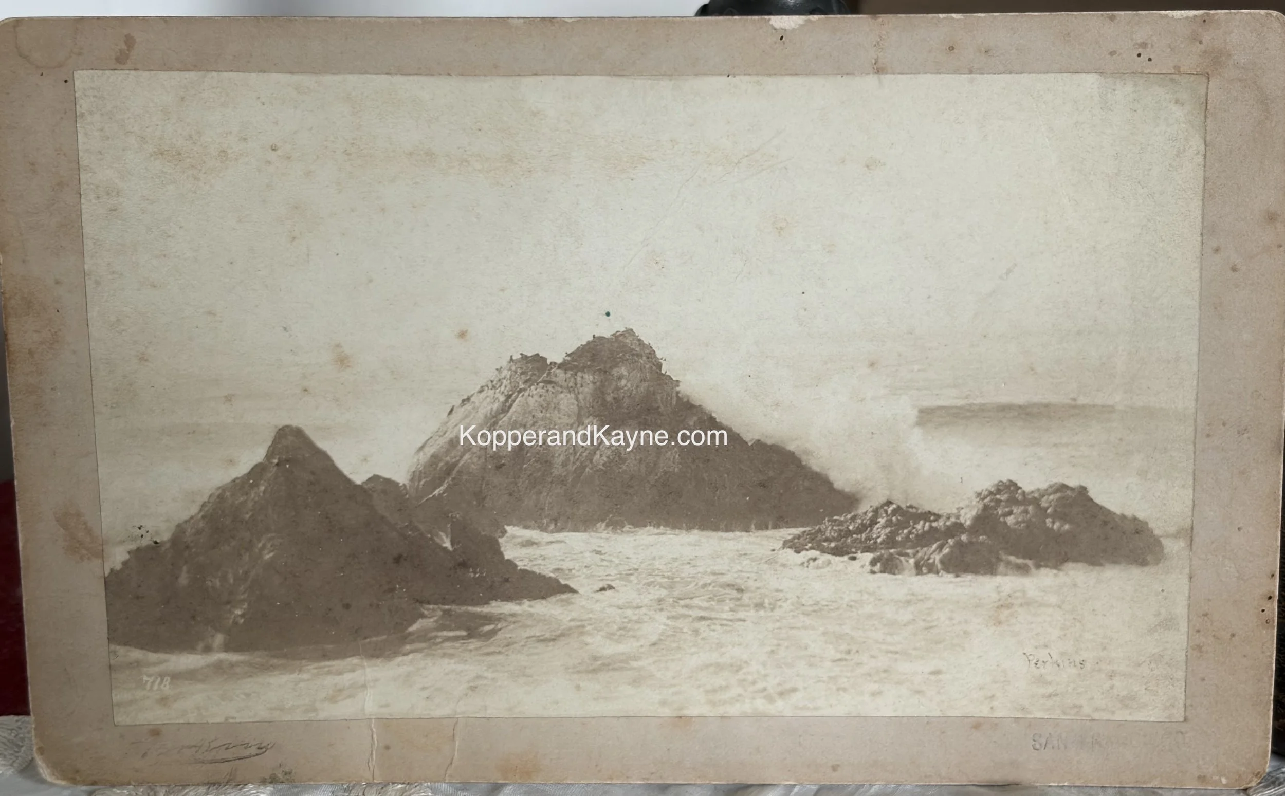Old Victorian Real Photograph by Perkins of Seal Rocks San Francisco Bay Area California Cabinet Card Sepia Tone Photo