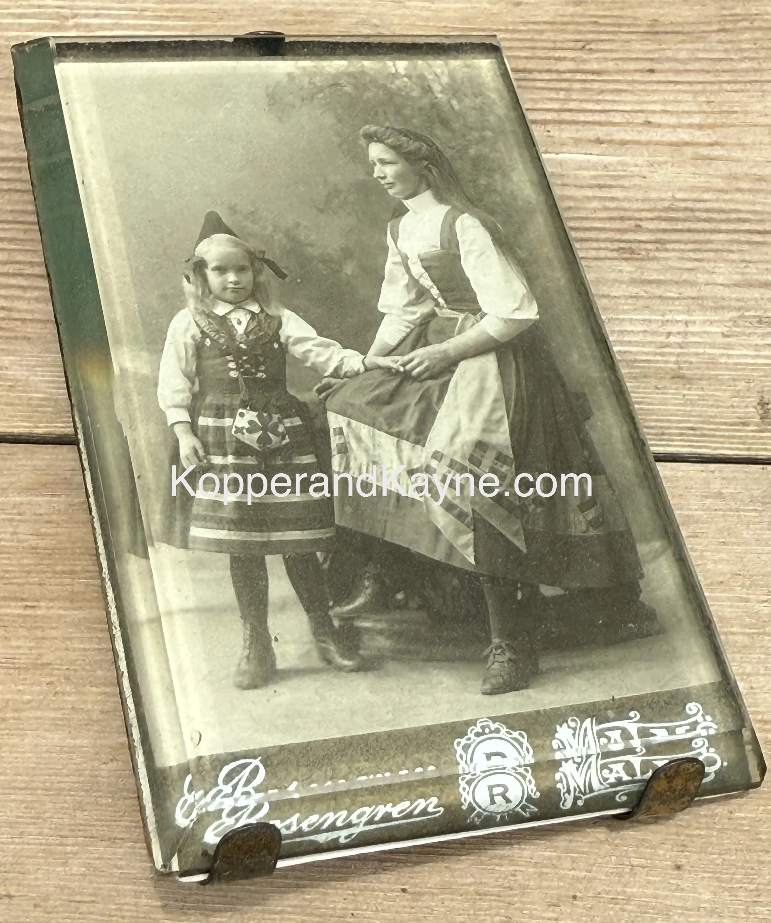 Malmö Sweden traditional event clothing Card de Visite photograph portrait in wood glass picture frame