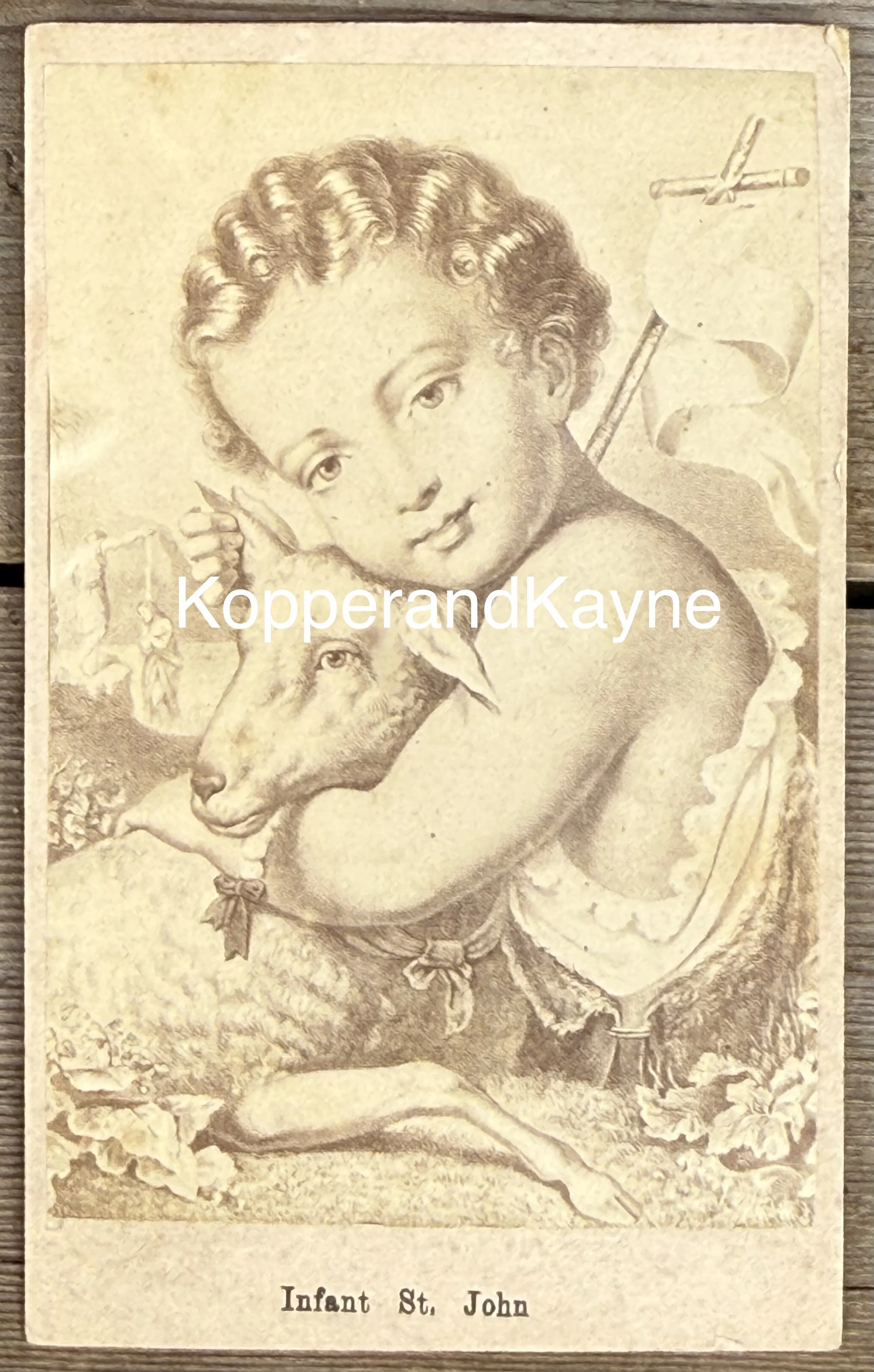 Catholic Saint John holding lamb old Victorian photograph print image religious antique