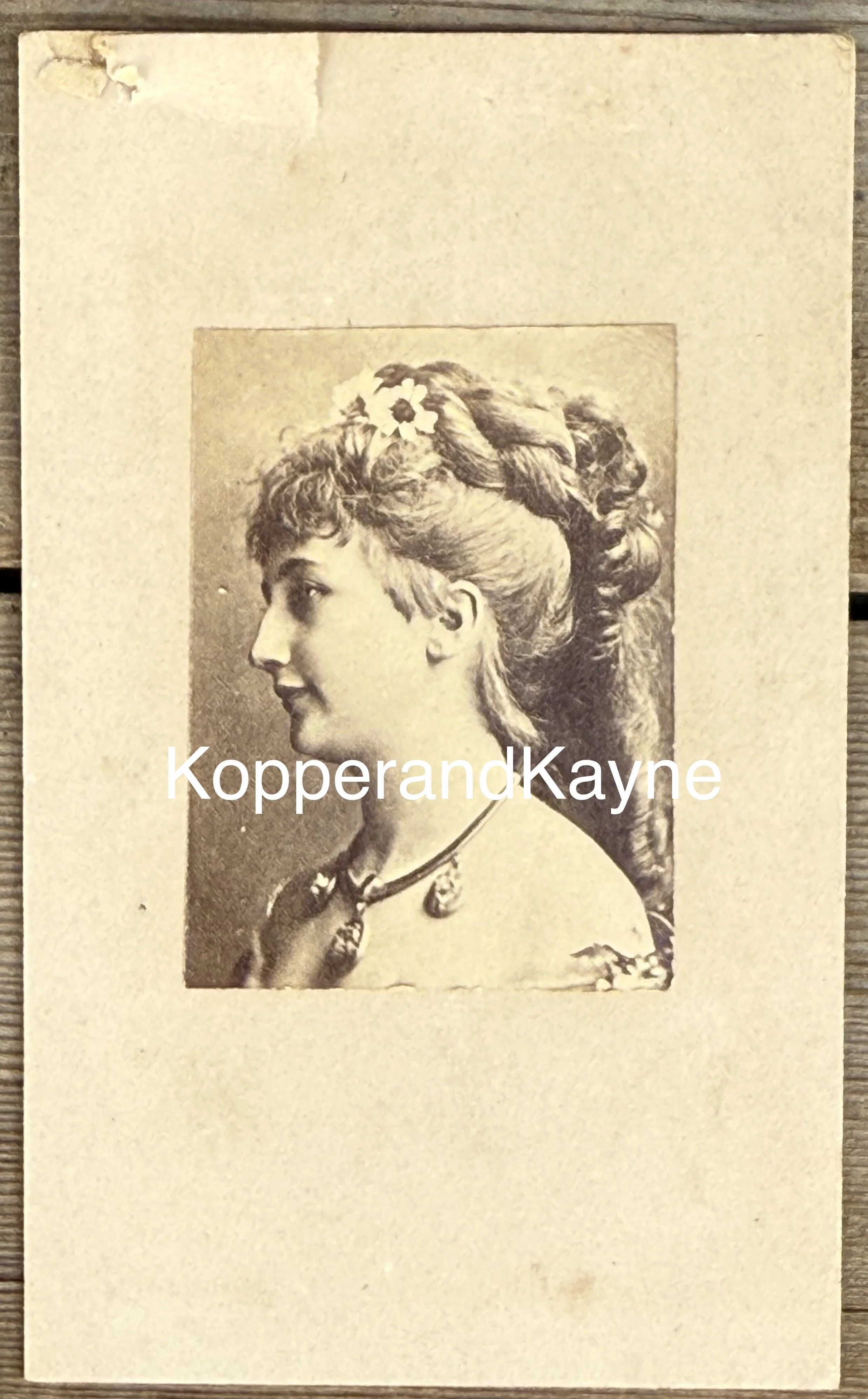 Antique Victorian Era Woman with Fany Hair Style Old Card de Visite Photograph Print