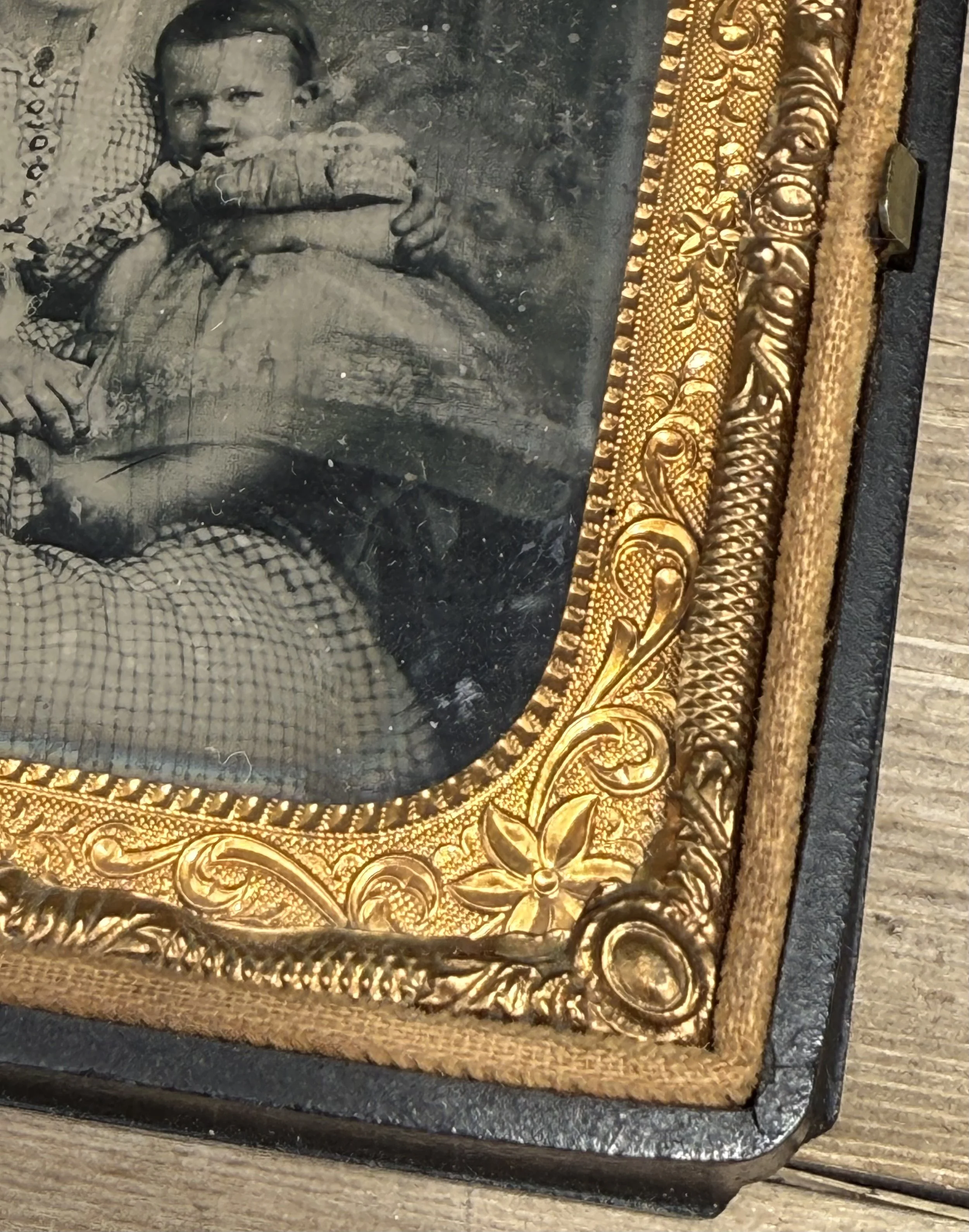 up close child portrait cased Victorian photograph
