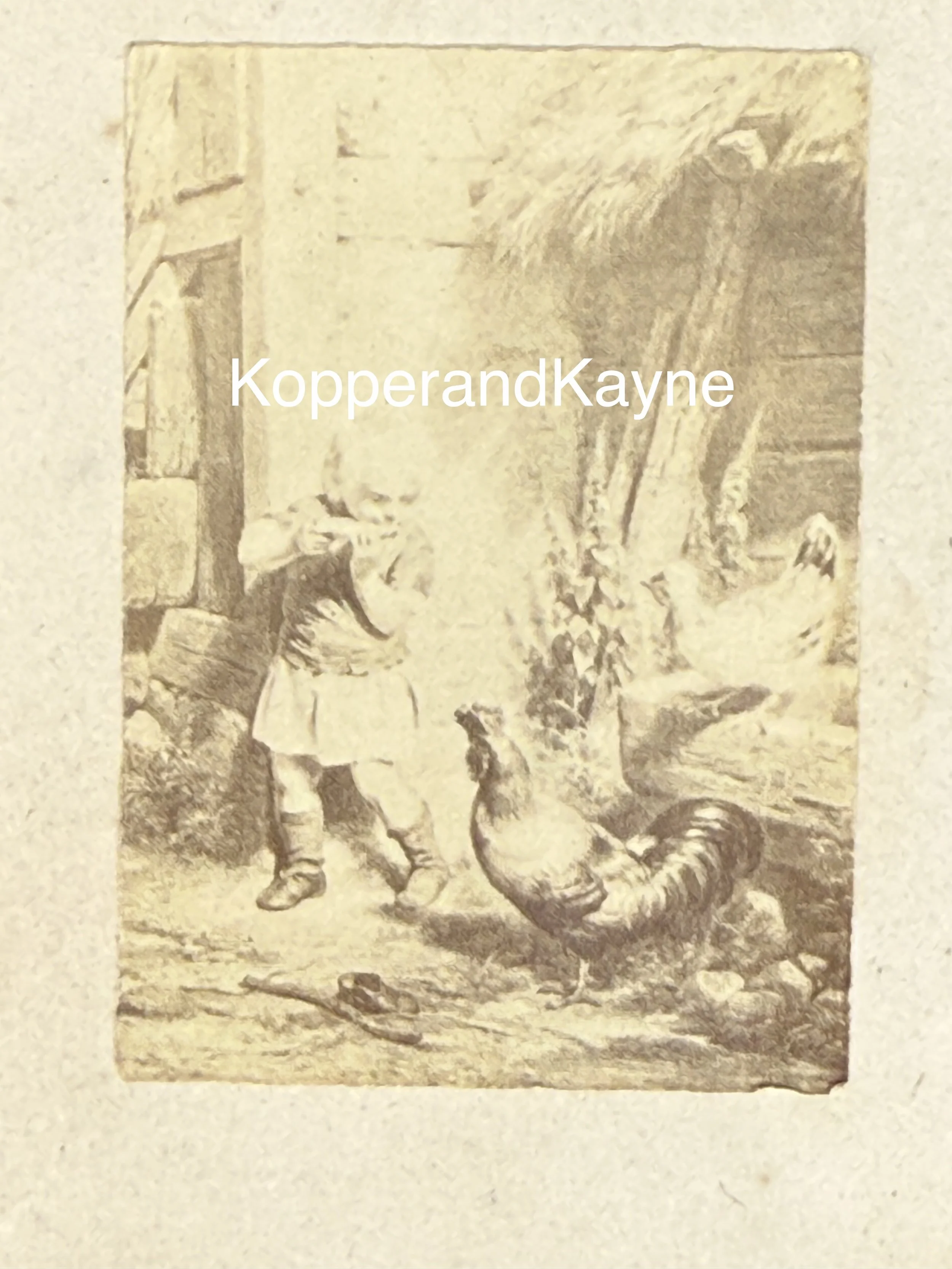Cottage Piper Farmyard Chickens Victorian Card de Visite Photographic Print