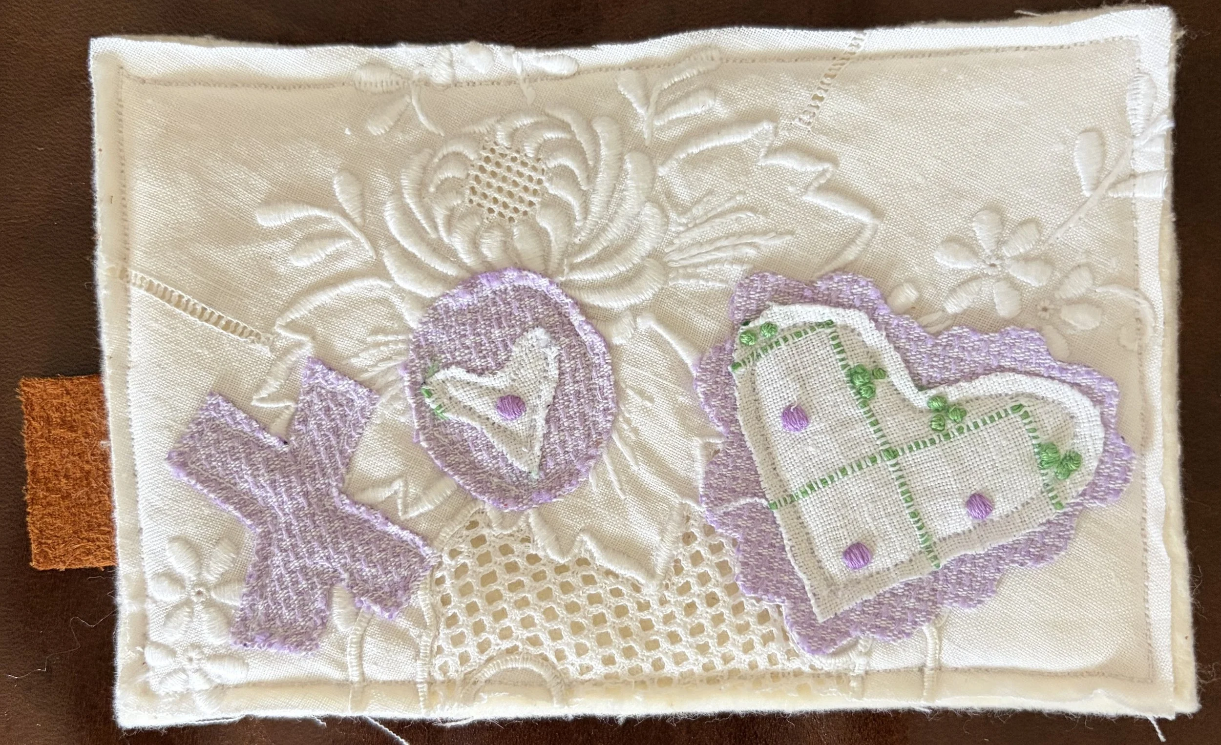 5.5" Handmade Valentine's Day Fabric Postcard XO Heart Love Letter Vintage Upcyled Fabrics Country Cottage Style Home Accent