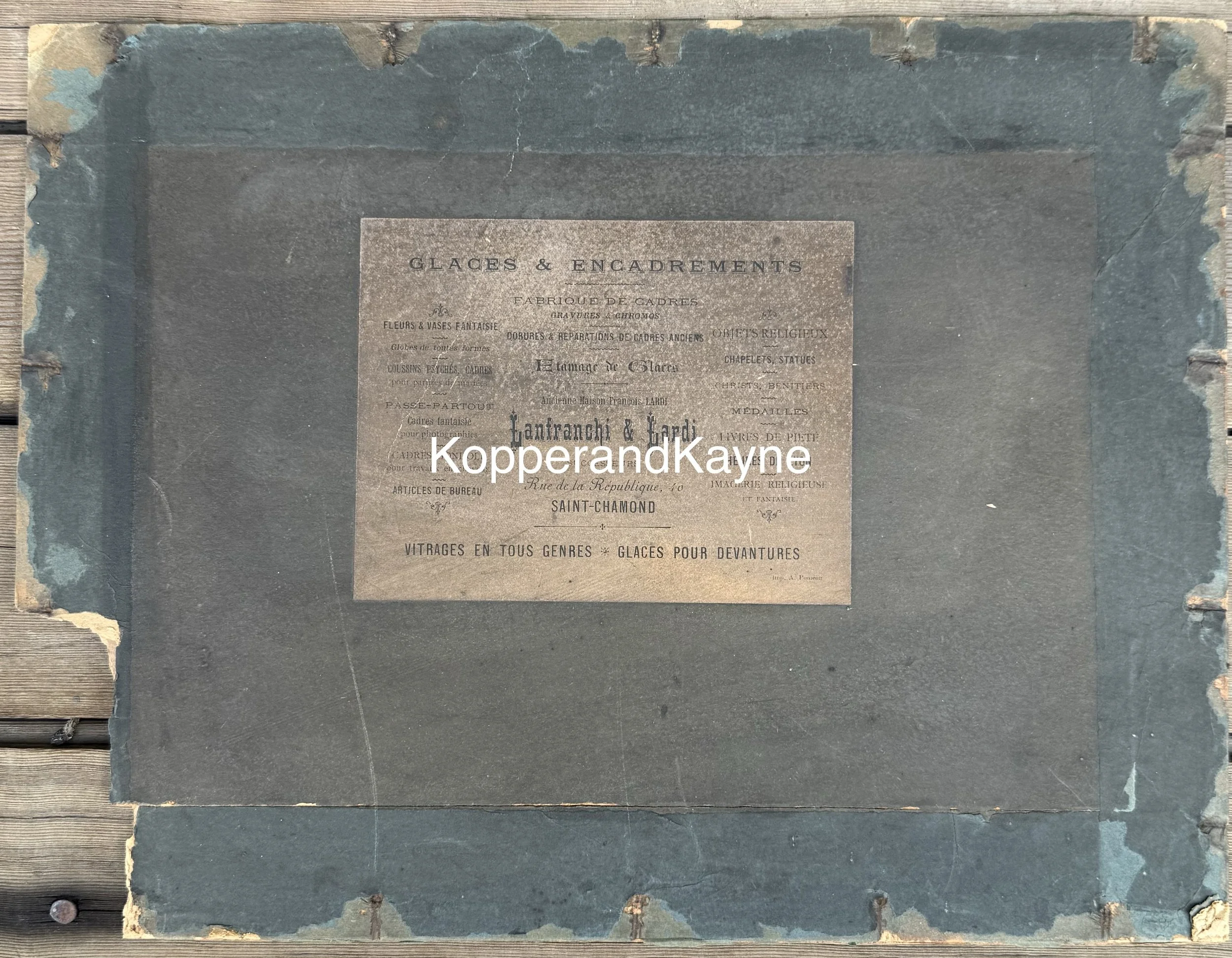 French label on reverse of original cabinet card Victorian photograph