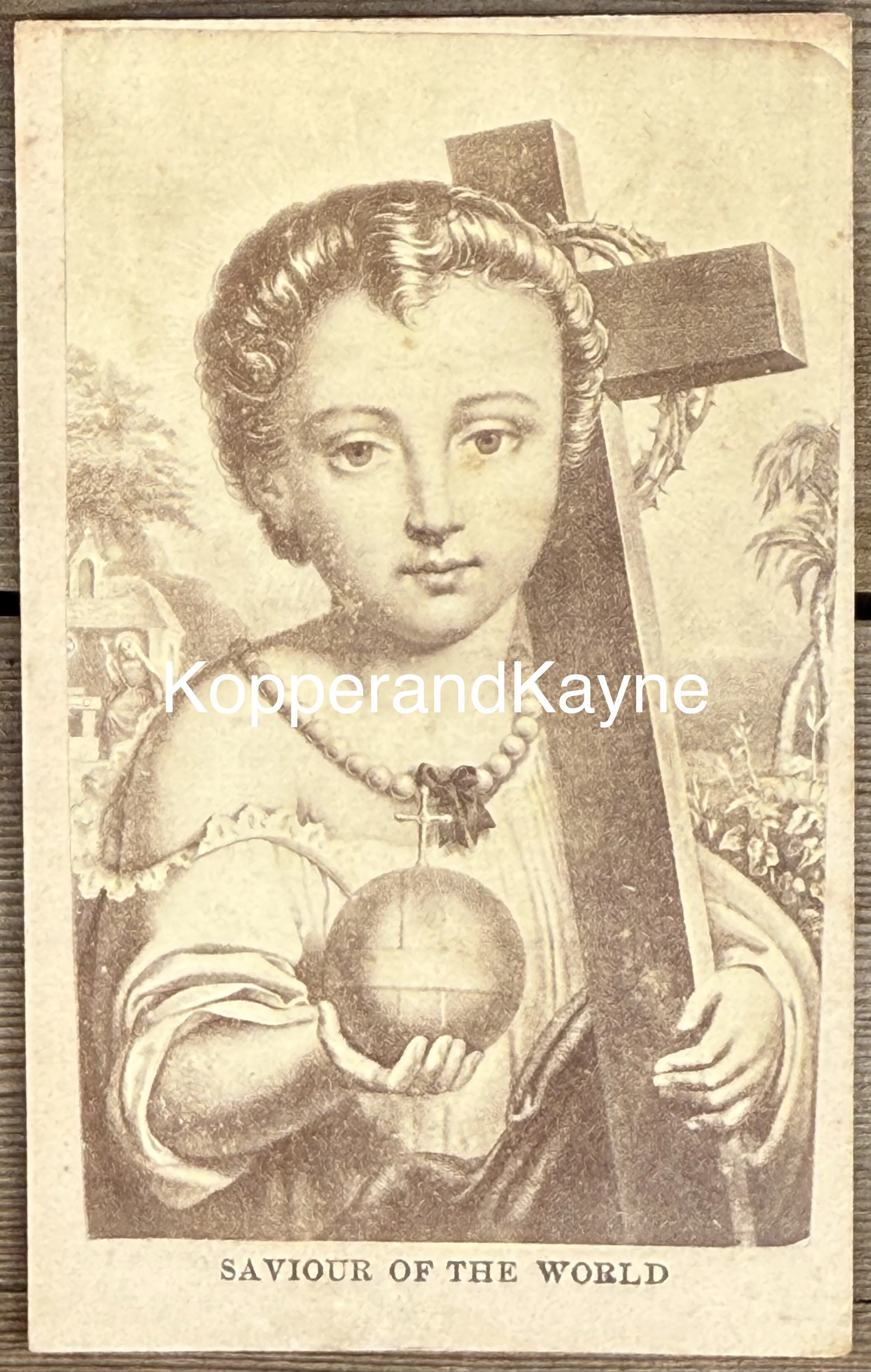 Religious Saviour of the World Jesus carrying Cross Antique Victorian Card de Visite Photographic Image Print