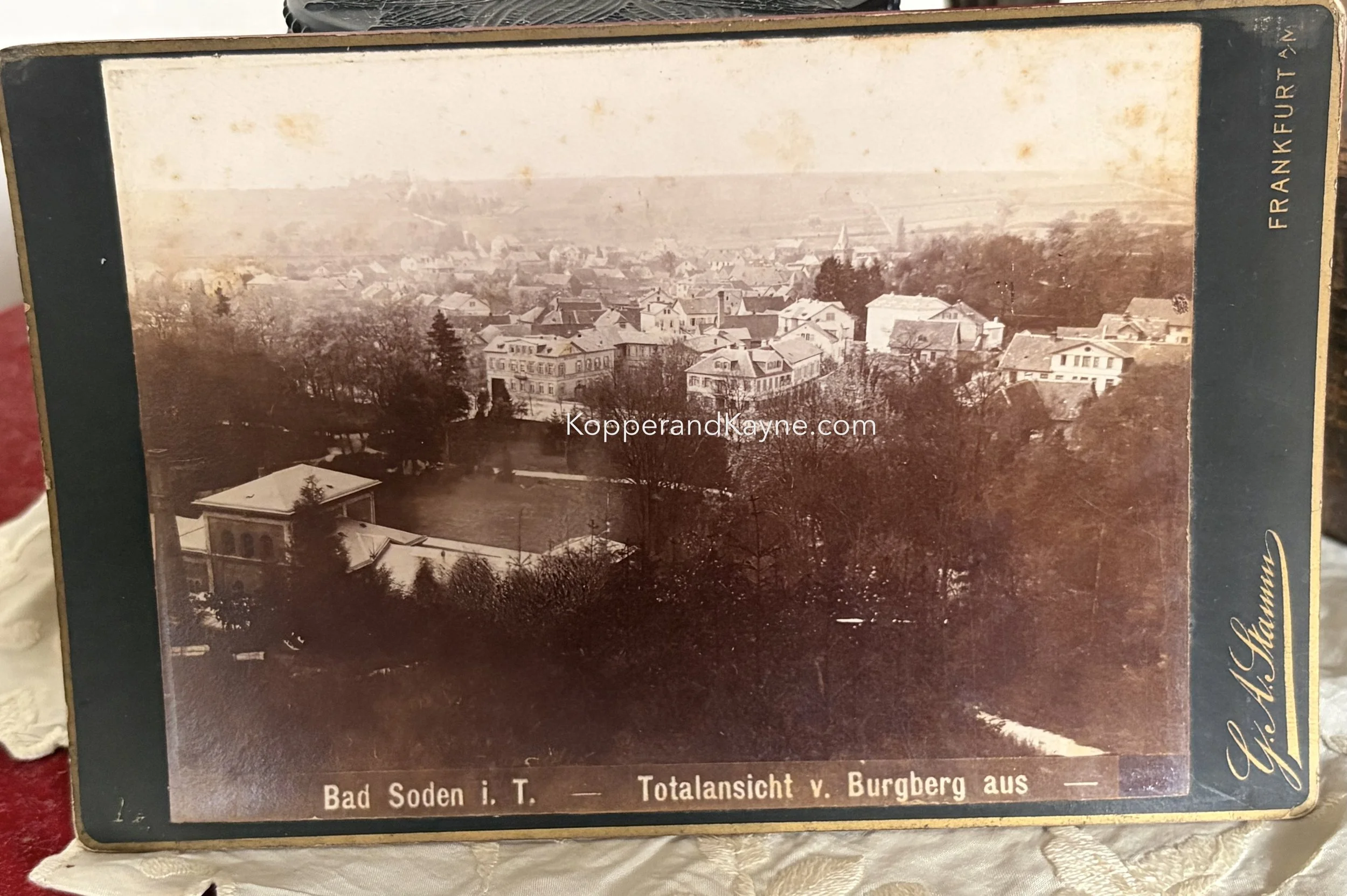 1880s Antique Victorian Cabinet Card Bad Soden Totalansicht Panoramic View Burgberg Architecture Building Frankfurt Germany Real Photograph Outdoor Photo