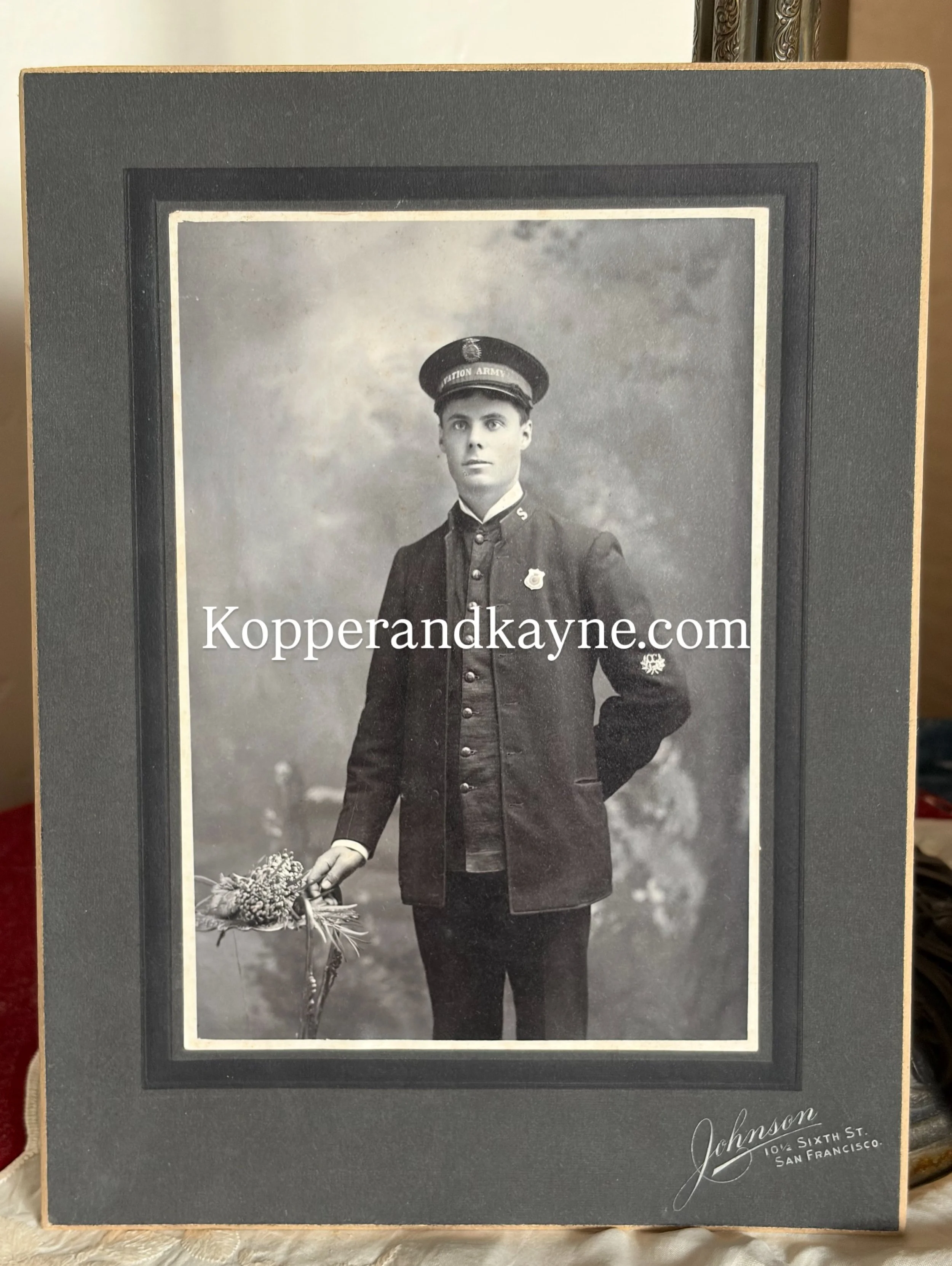 Rare Salvation Army Uniform Antique Edwardian Real Photograph Johnson Studio San Francisco California Portrait Cabinet Card Photo