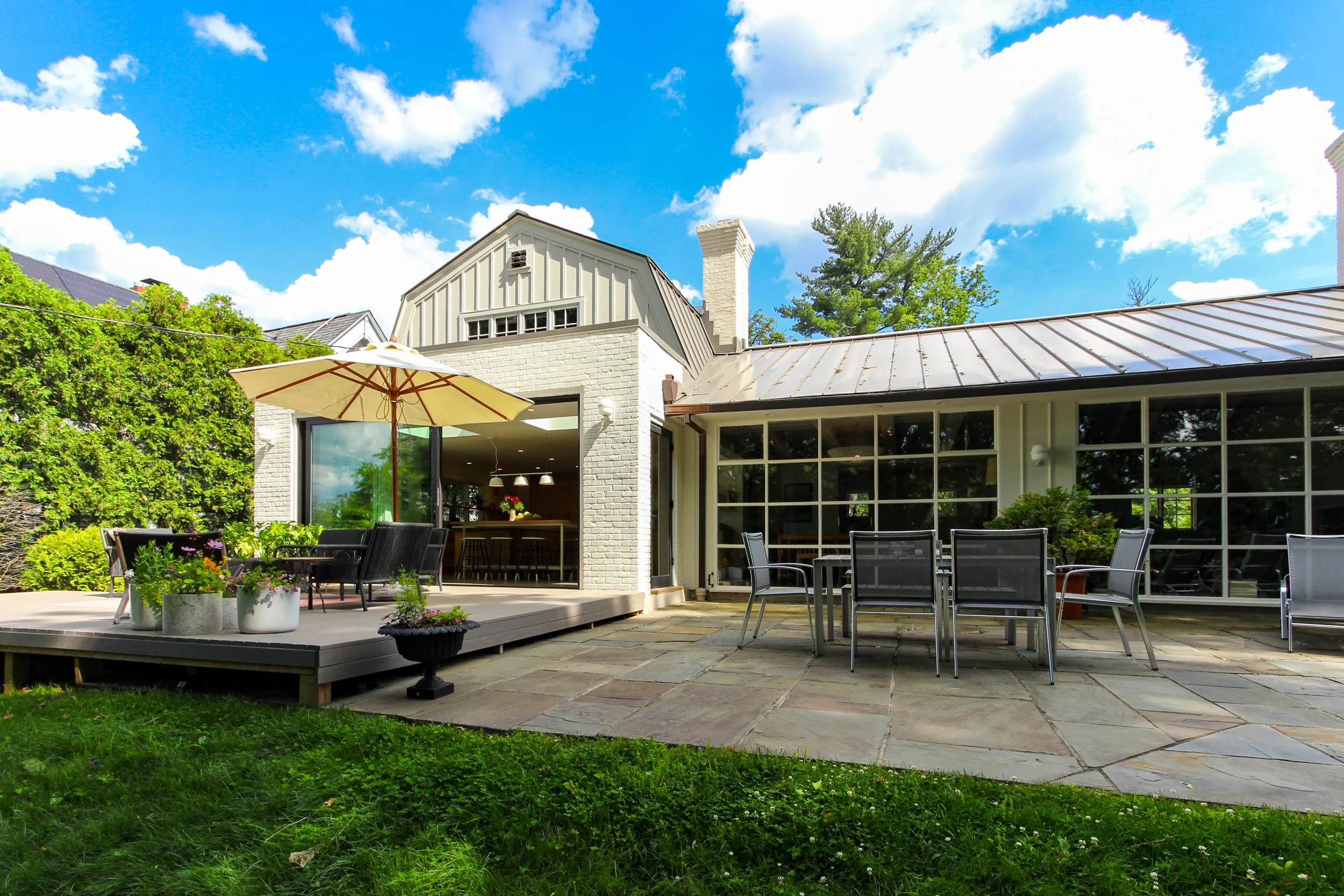 Patio design, construction and landscape design and architecture from build a home addition in Squirrel Hill, Pittsburgh, by EngineHouse.