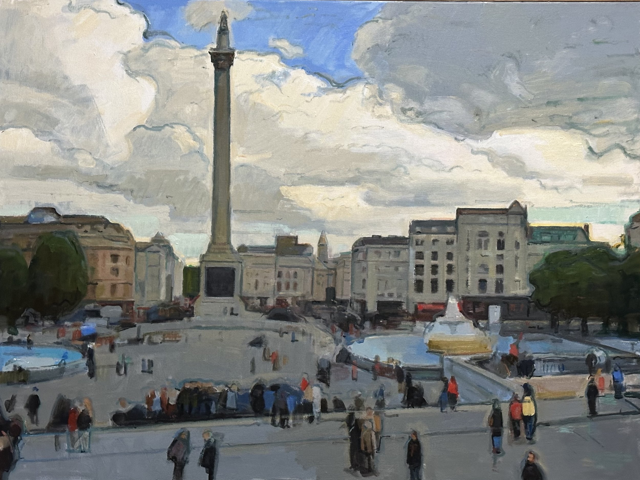 Trafalgar Square - Big Clouds: Oil 40x30in