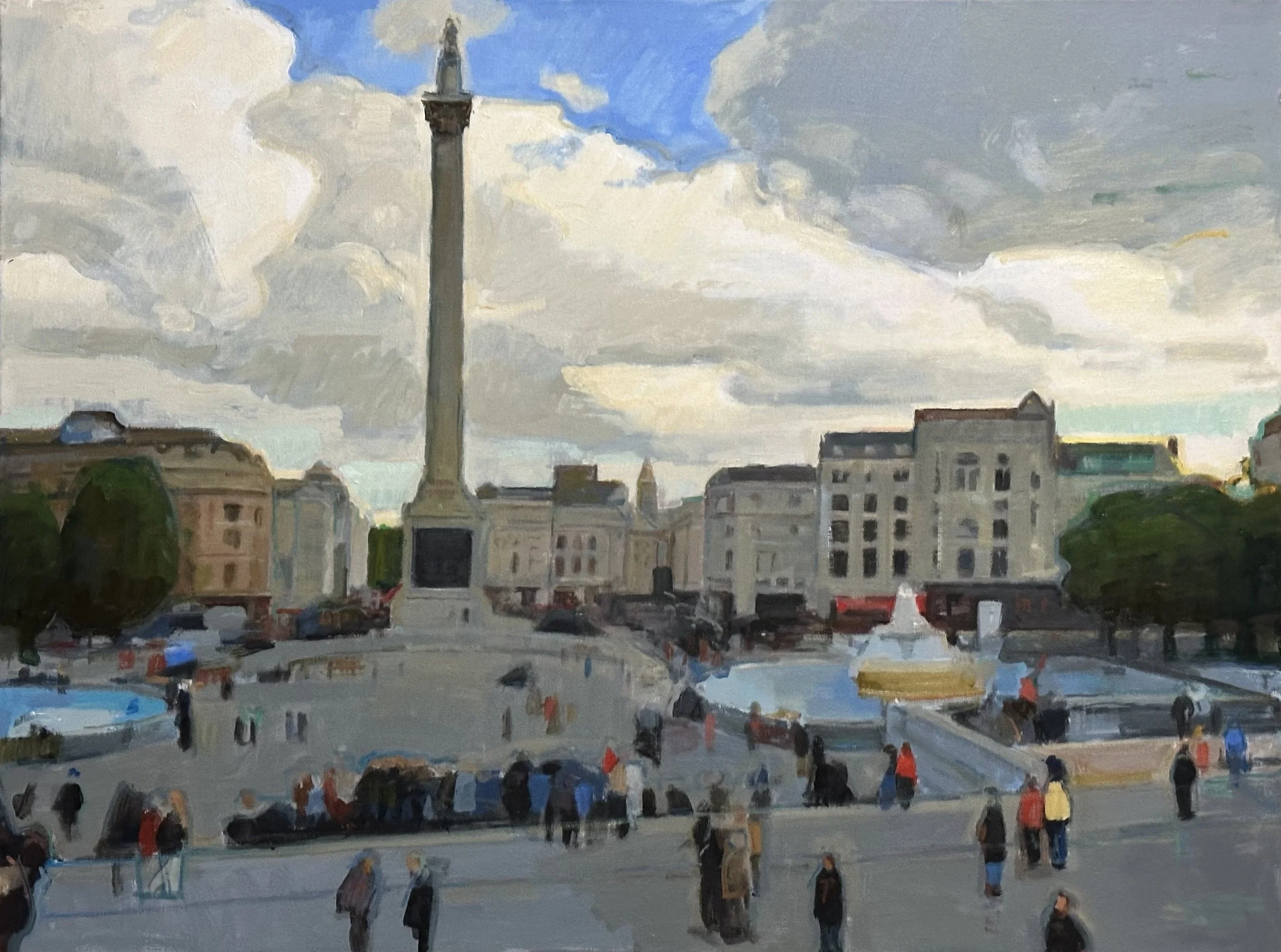 Trafalgar Square - Big Clouds Oil 40x30in