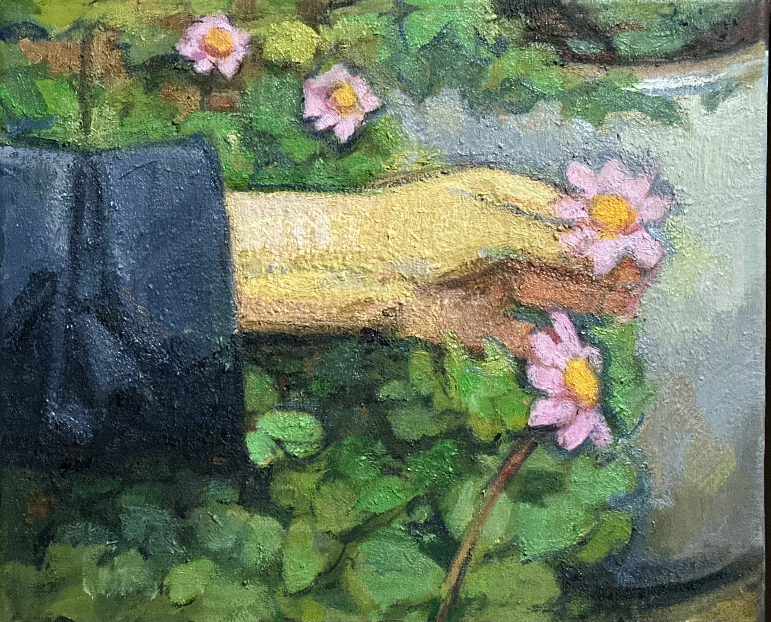 Hand and Flowers: Oil 12x10in
