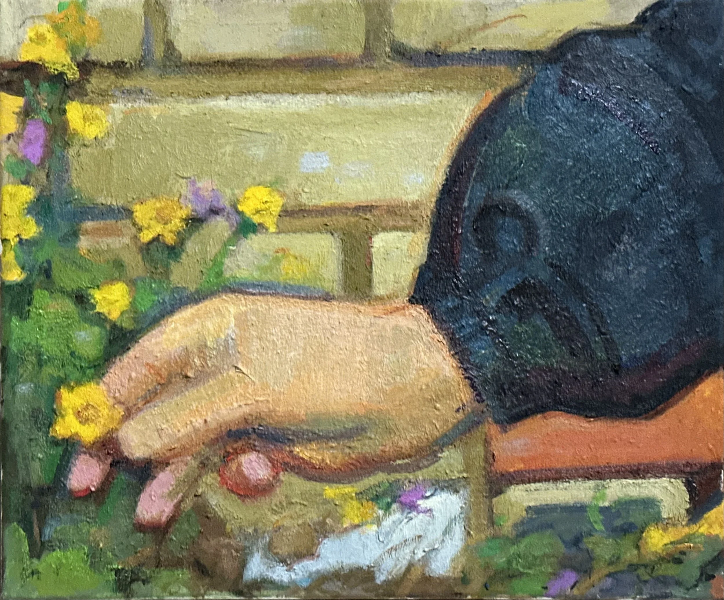 Hand and Flower: Oil 12x10in