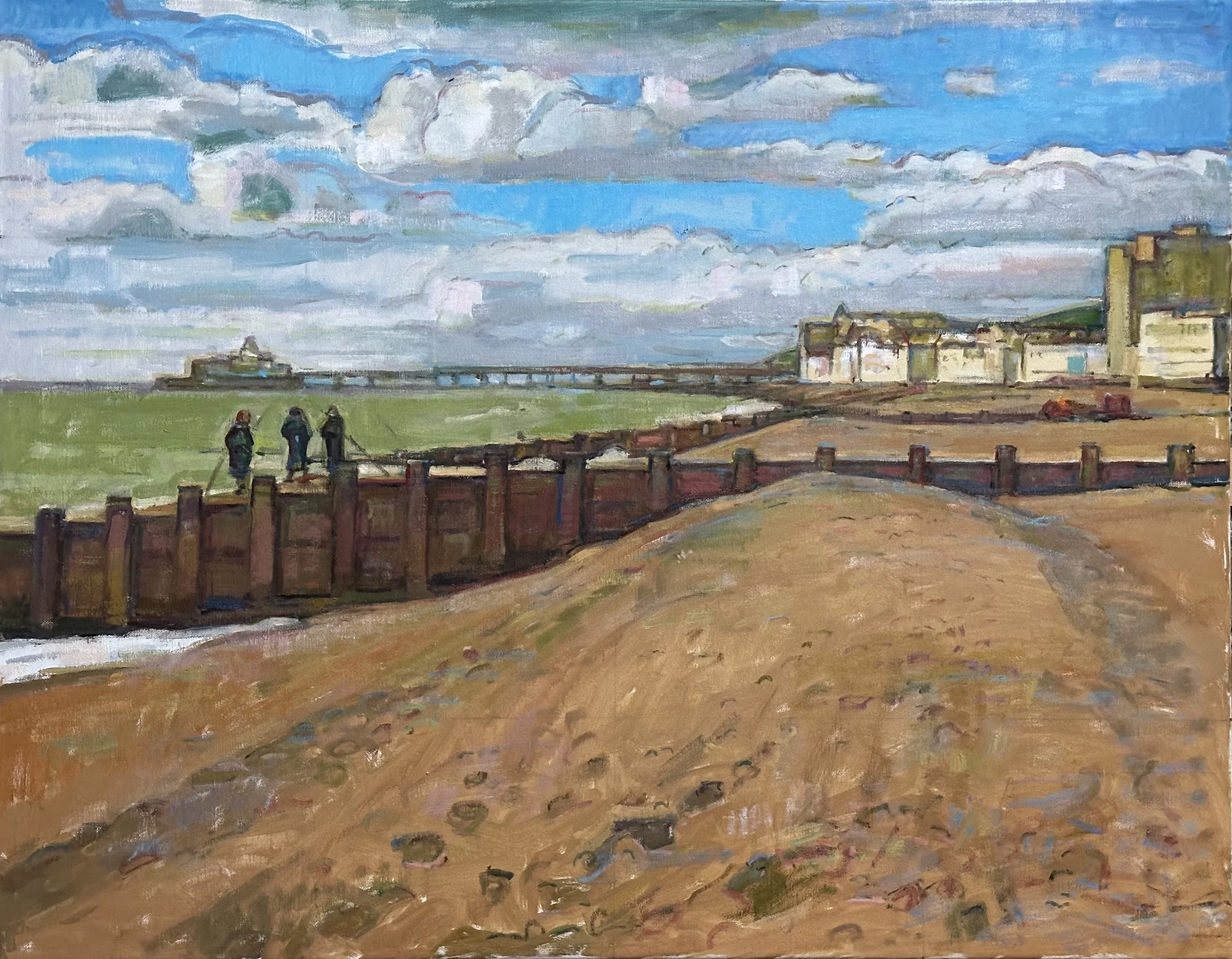 Beach Fishing - Eastbourne: Oil 36x28in