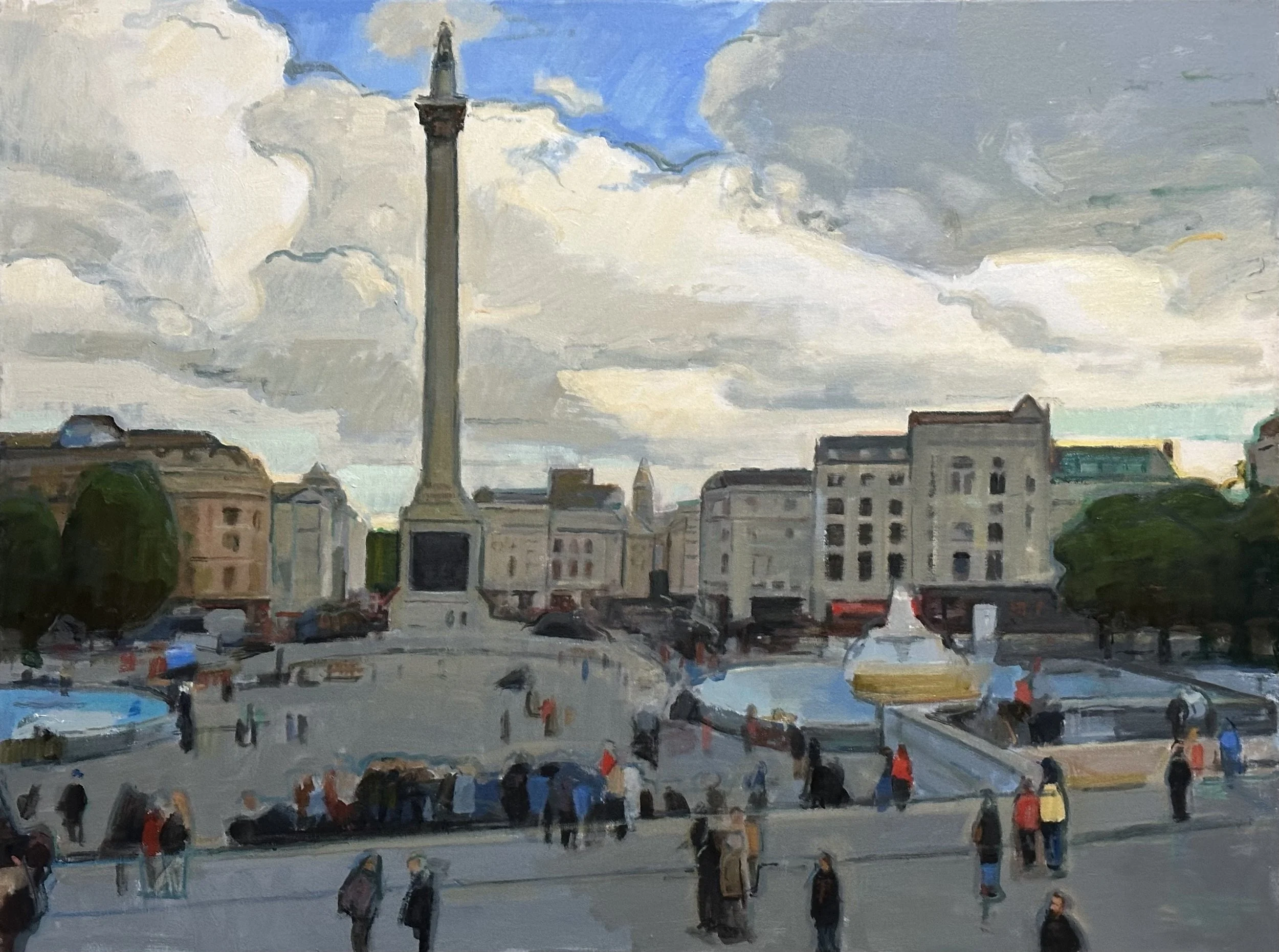 Trafalgar Square - Big Clouds: Oil 40x30in