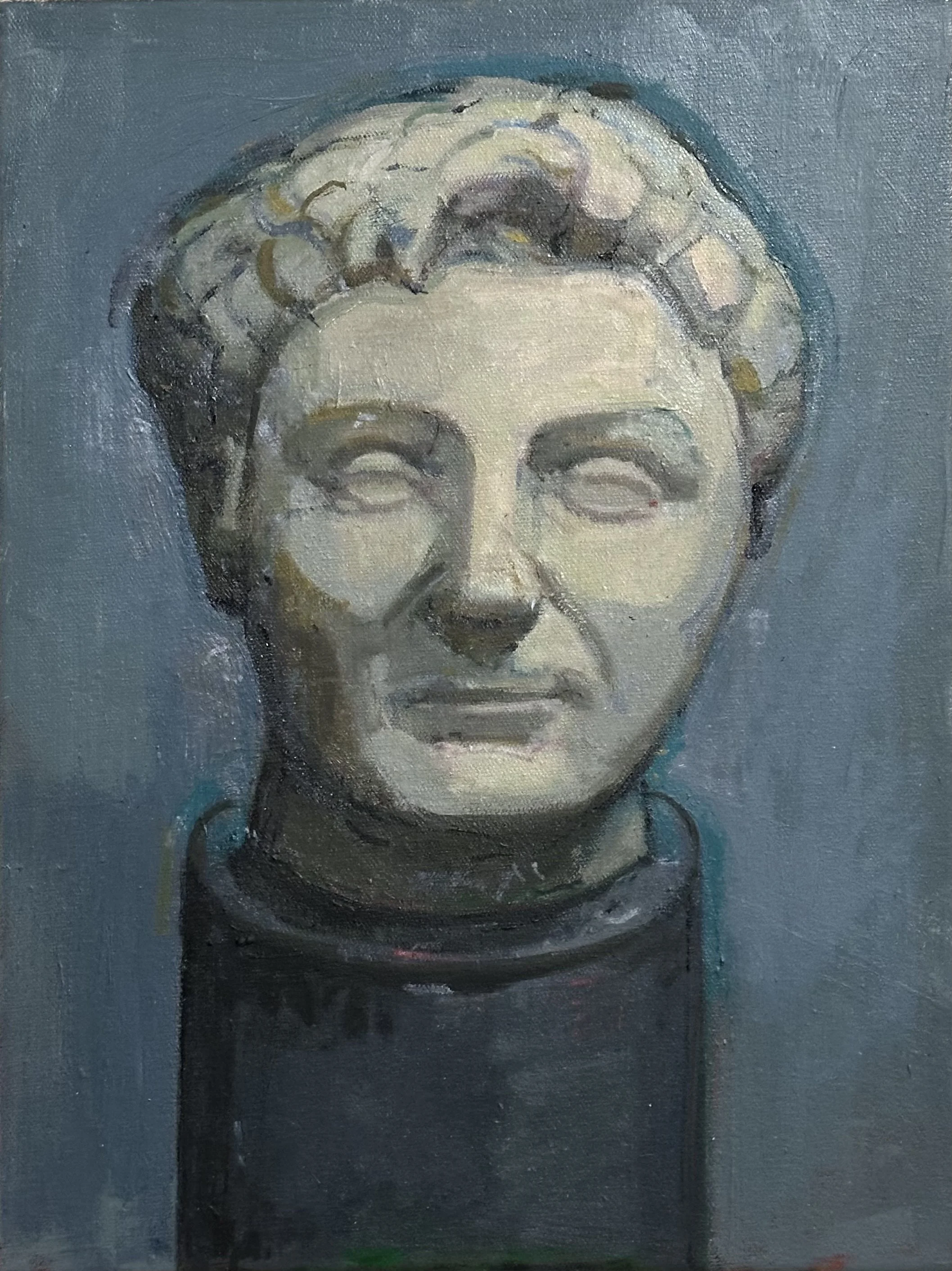 Head of Pompey: Oil 16x12in
