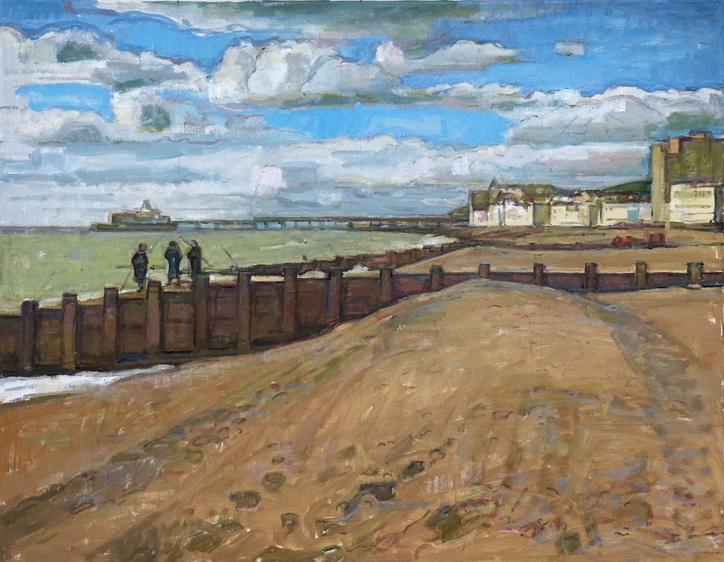 Beach Fishing - Eastbourne: Oil 36x28in