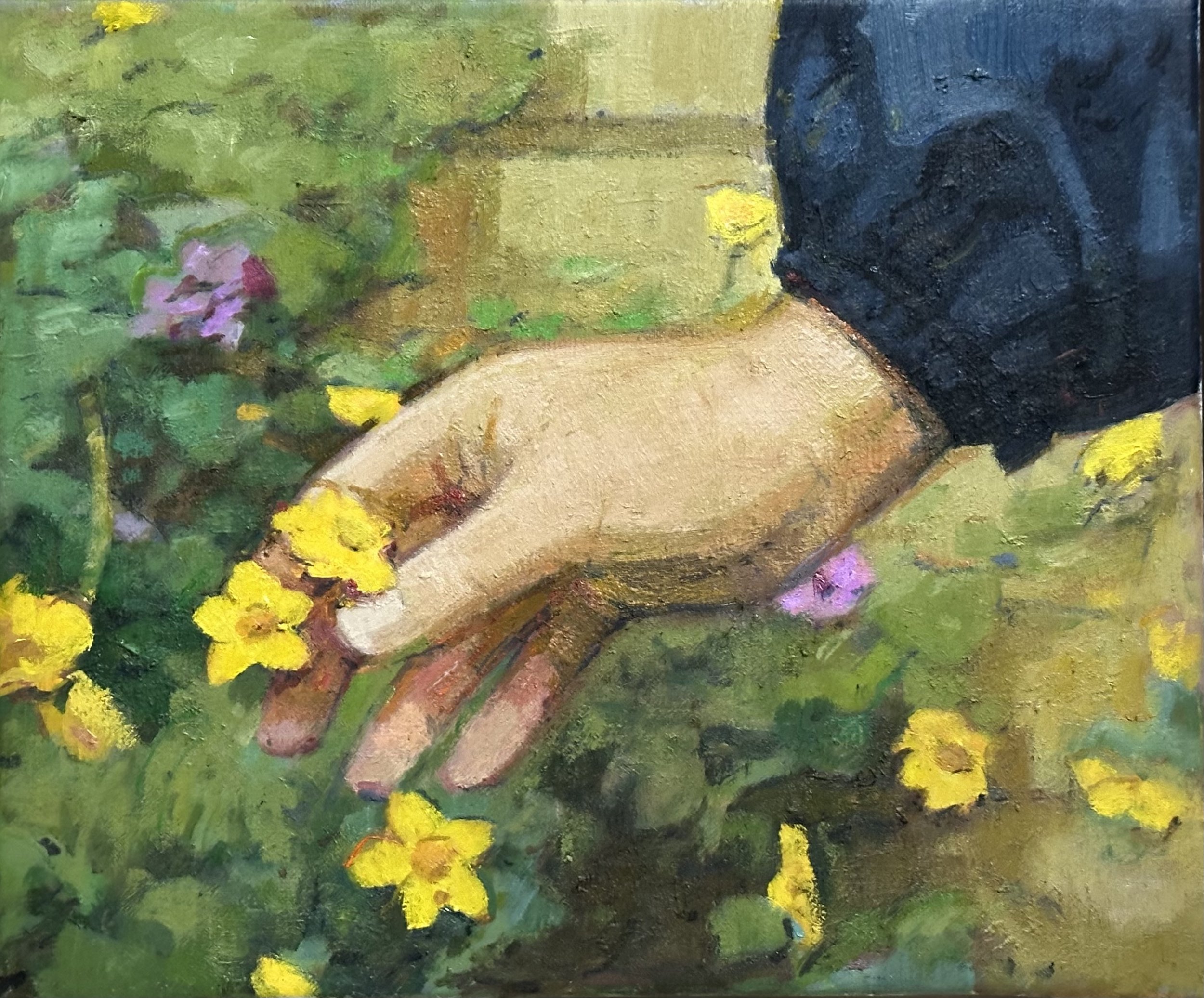 Sue's Hand and Flowers Oil 12x10in