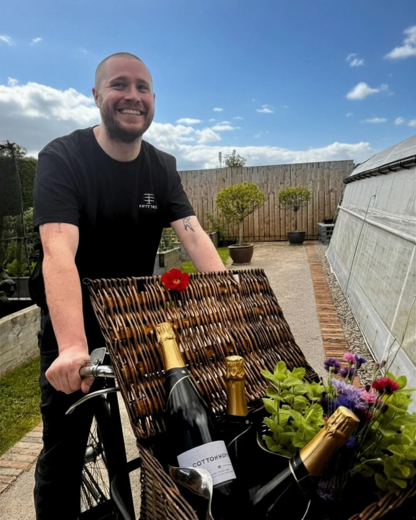 English Wine Week, brought to you (via bike) by our Sommelier Calum and @cottonworthwines&hellip; available as part of our pairing menu.

Is it too early for a glass?

#englishwineweek #fiftytwo