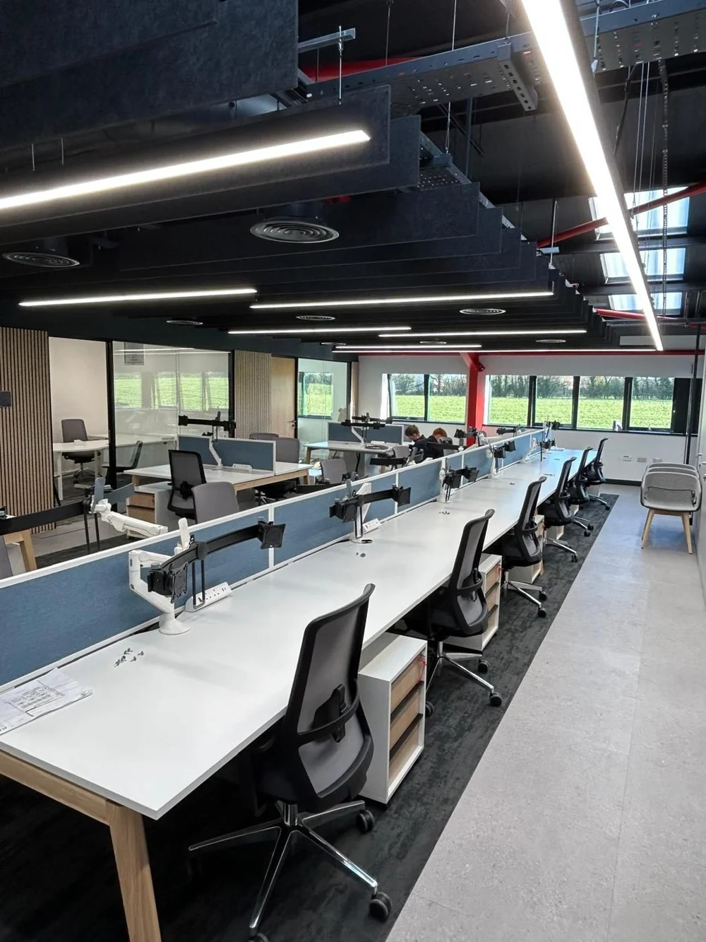 Clean open-plan office ready for the working day