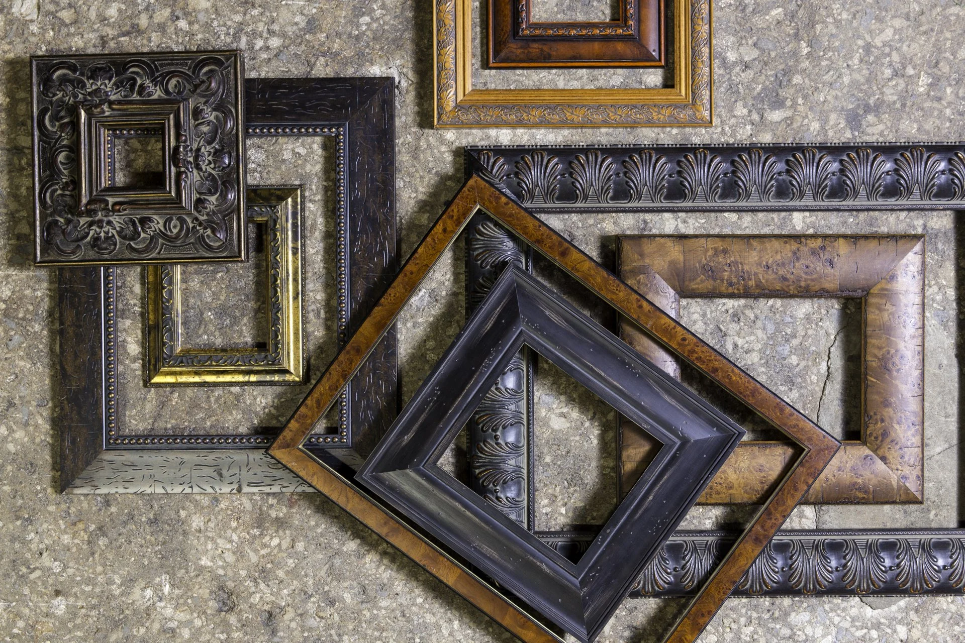 An assortment of frames we have pre made in store ready for purchase at any time for your prints and photos.