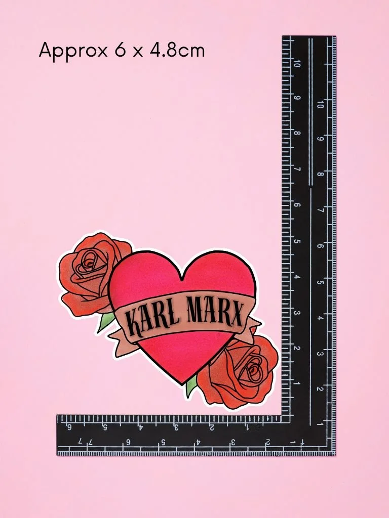 I Love Karl Marx Vinyl Sticker - Hand Drawn Sticker For Socialism & Communism