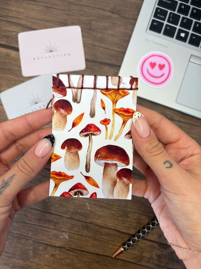 Handmade Mini Notebook With Mushroom Woodland Cover