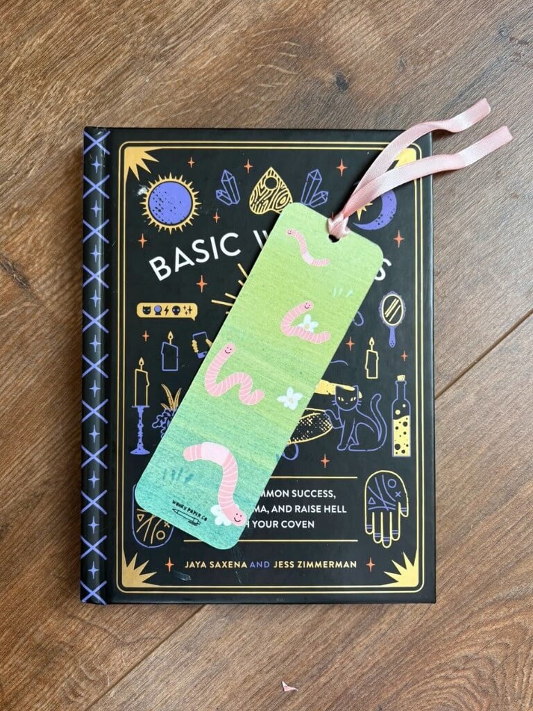 Cute Bookworm Bookmark | Handmade Double Sided Bookmark With Book Worm Art