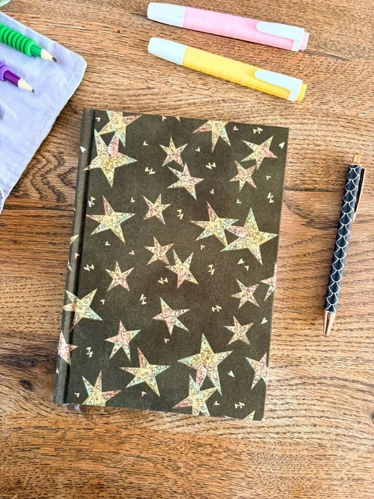 Groovy Stars Notebook - Handmade Lay Flat Journal