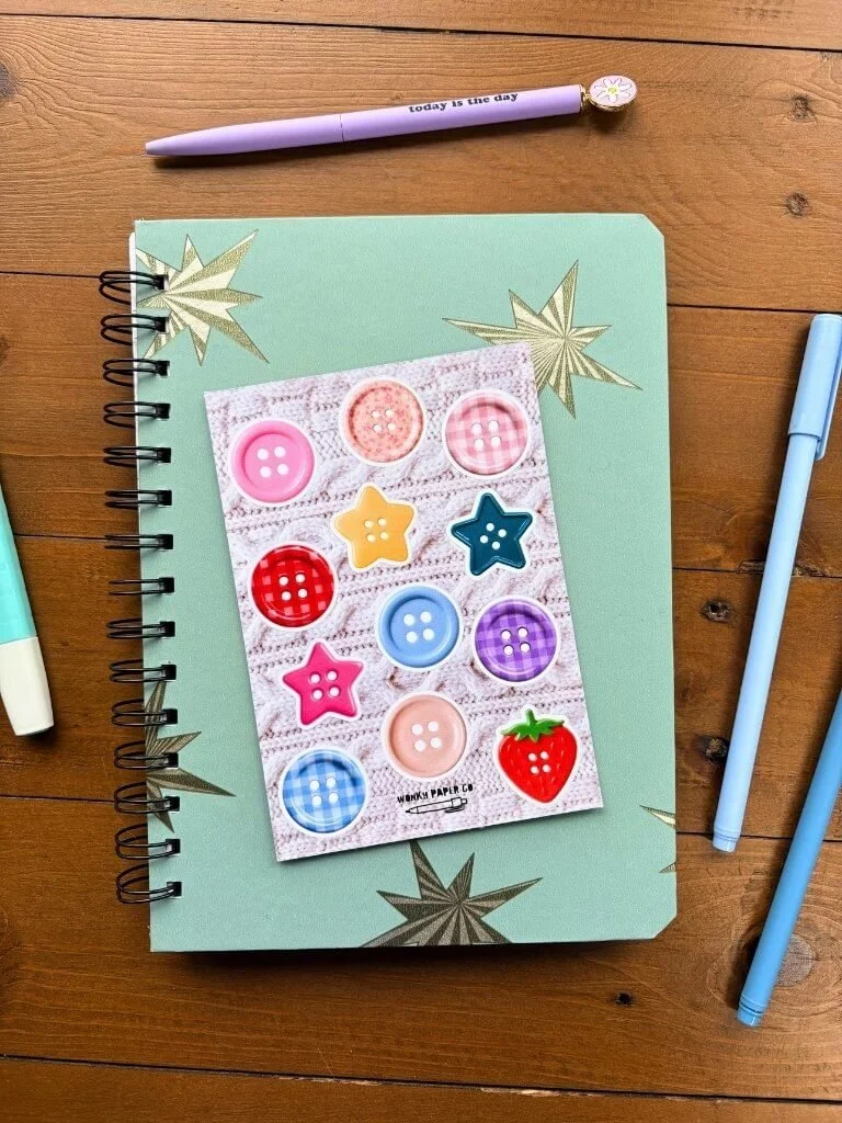 Colourful Buttons Sticker Sheet - Junk Journaling Stickers