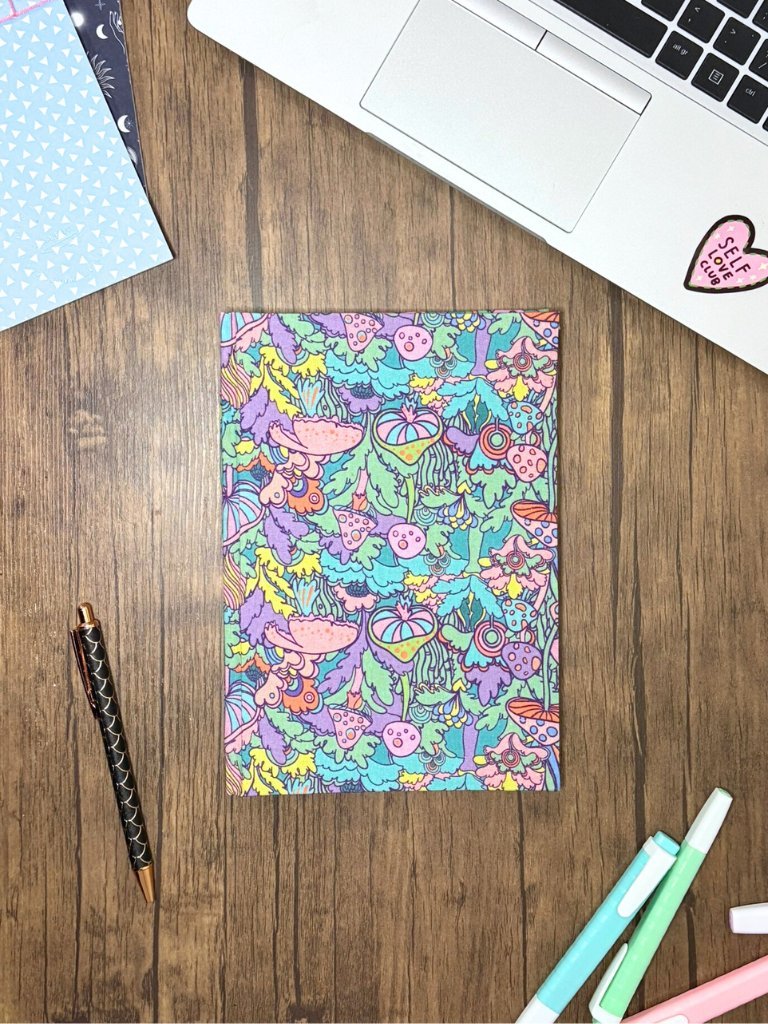 Psychedelic Shrooms Hardcover Notebook With Funky Pastel Design