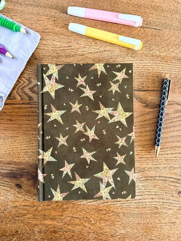 Groovy Stars Notebook - Handmade Lay Flat Journal