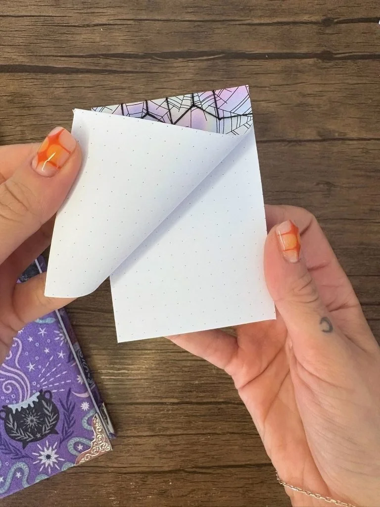 Mini Handmade Notebook With Spider Web Design | Halloween Stationery